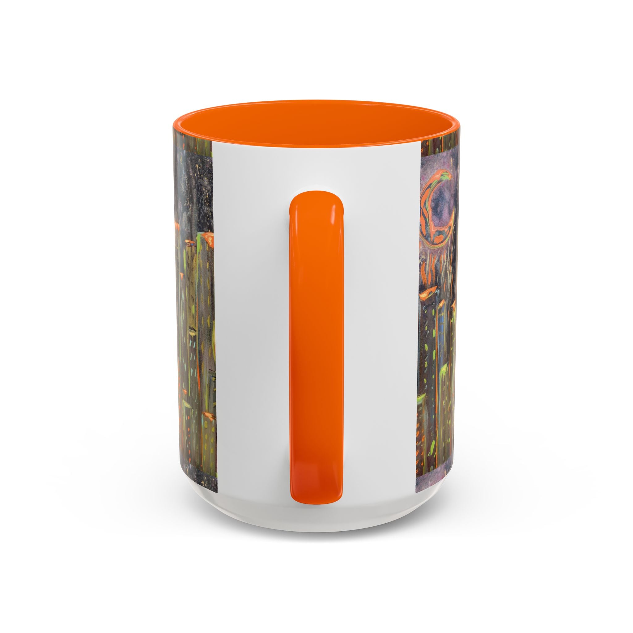 Cityscape Night Coffee Mug — Neon Skyline Art Accent Mug