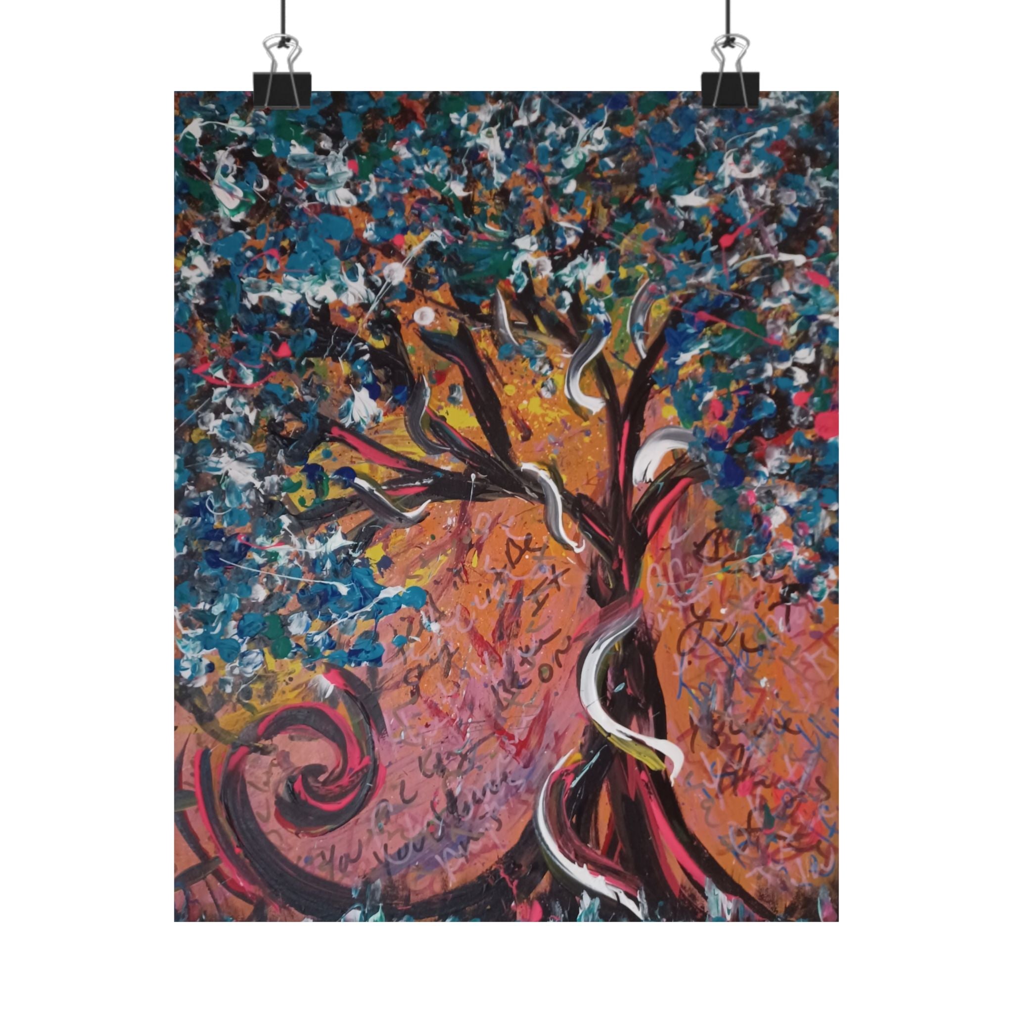 Abstract Tree Matte Poster — Colorful Whimsical Wall Art