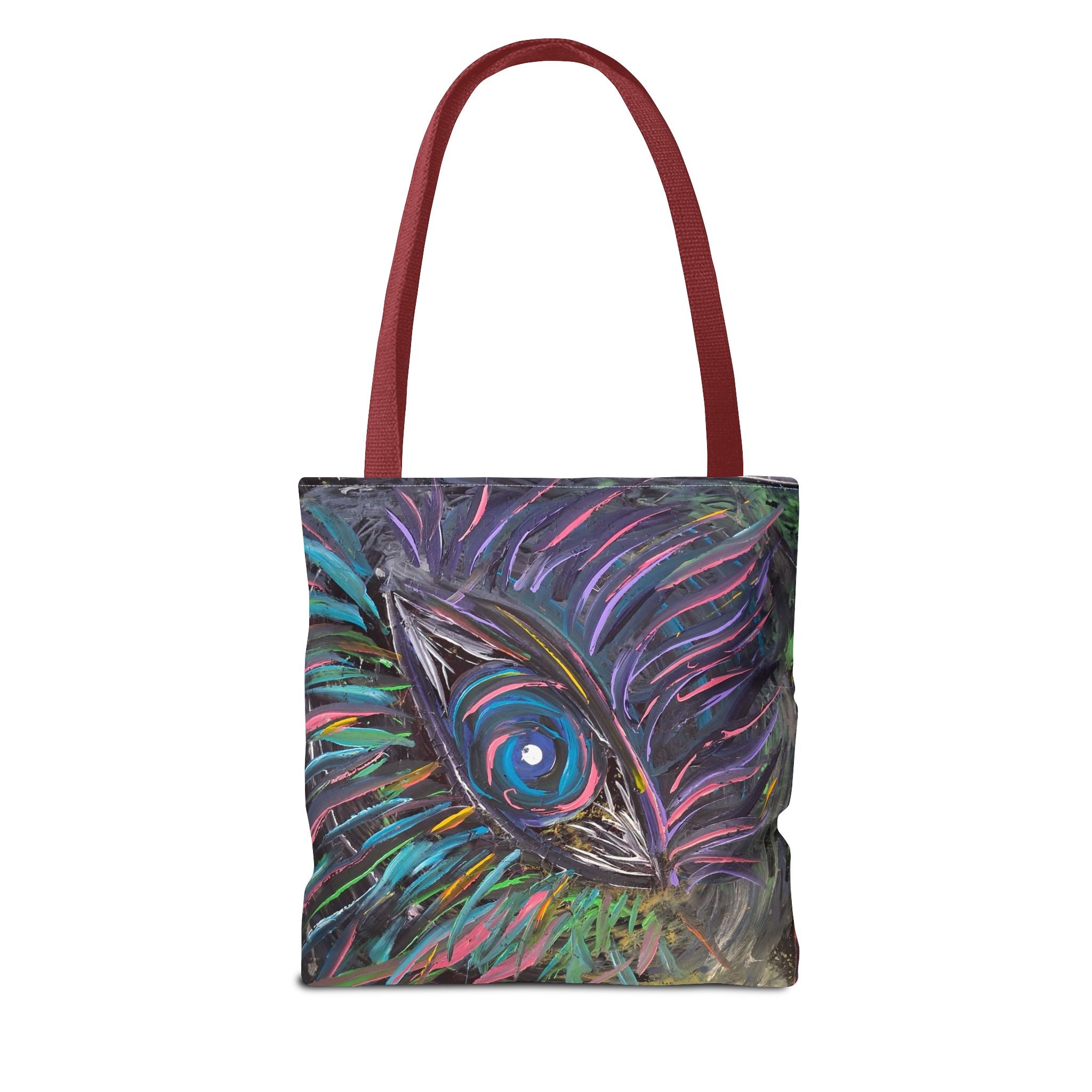 Peacock Eye Art Tote Bag — Colorful Boho AOP Canvas Tote