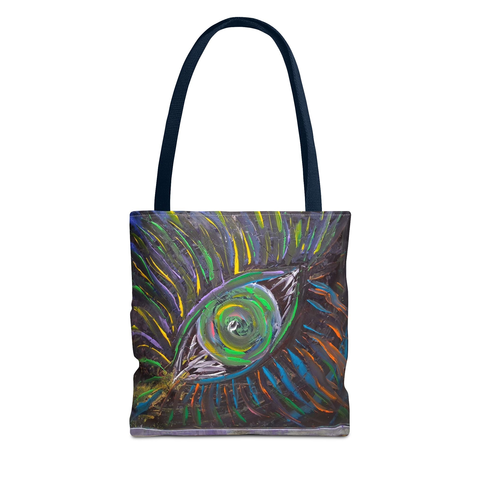 Peacock Eye Art Tote Bag — Colorful Boho AOP Canvas Tote