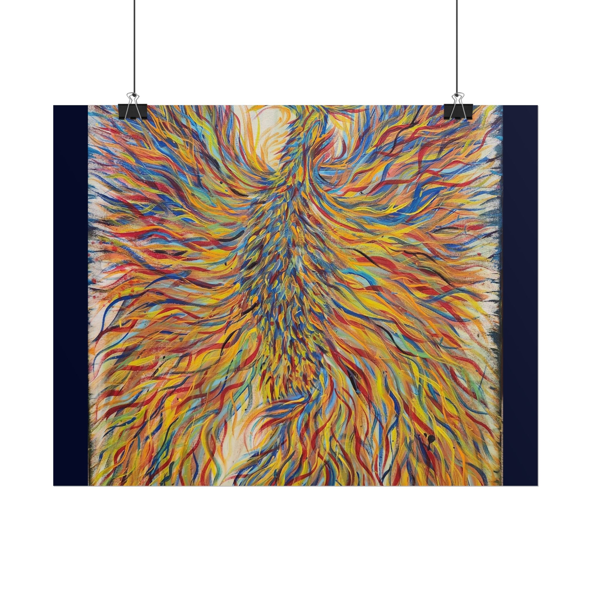 Abstract Phoenix Art Poster — Colorful Whimsical Wall Print