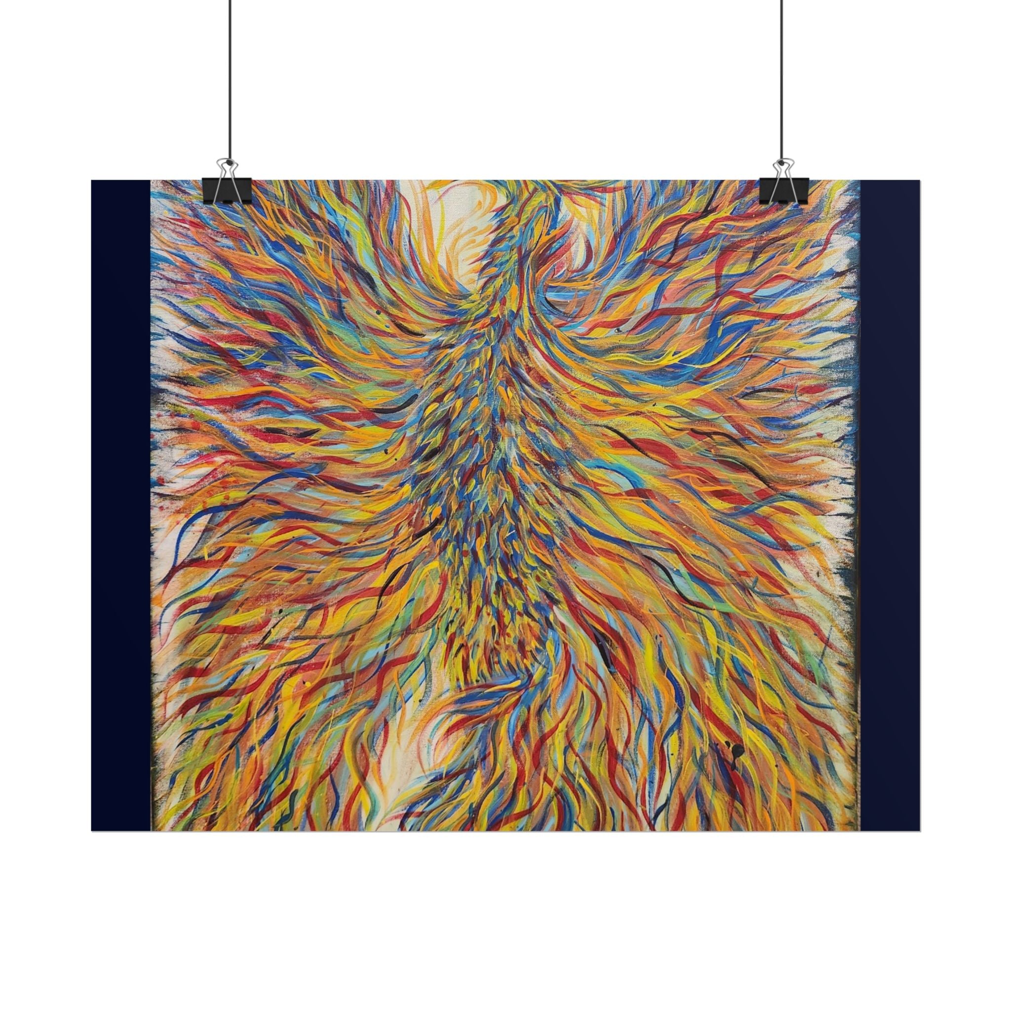 Abstract Phoenix Art Poster — Colorful Whimsical Wall Print