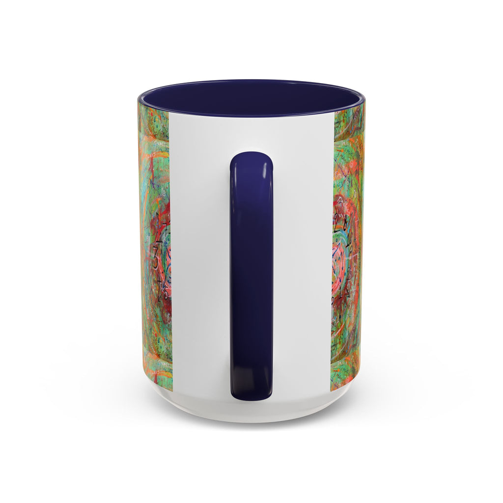 Boho Tarot Clockwork Accent Coffee Mug — Vibrant Abstract Mystic Art (11/15oz)