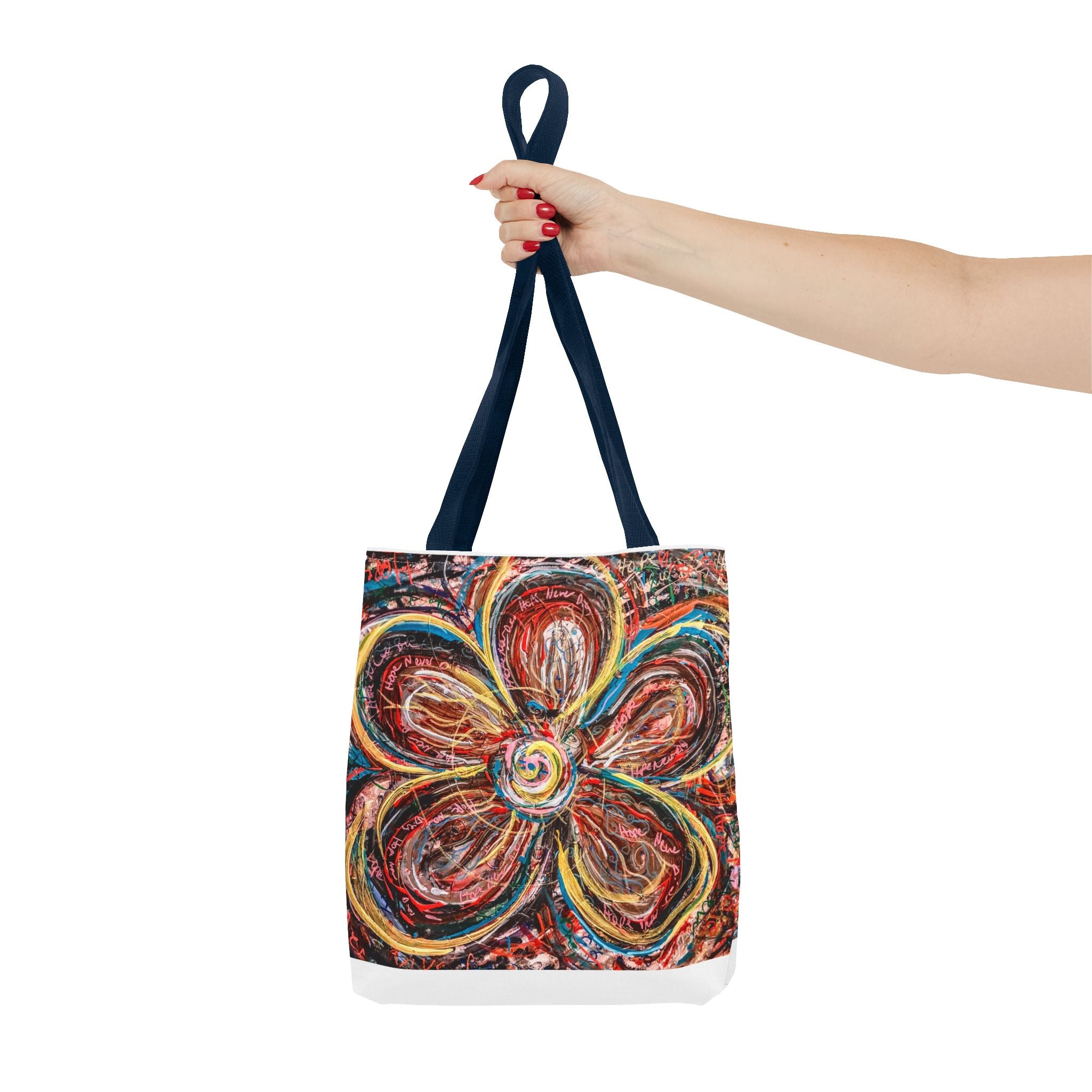 Abstract Flower Tote Bag — Colorful Swirl Bloom All-Over Print Tote