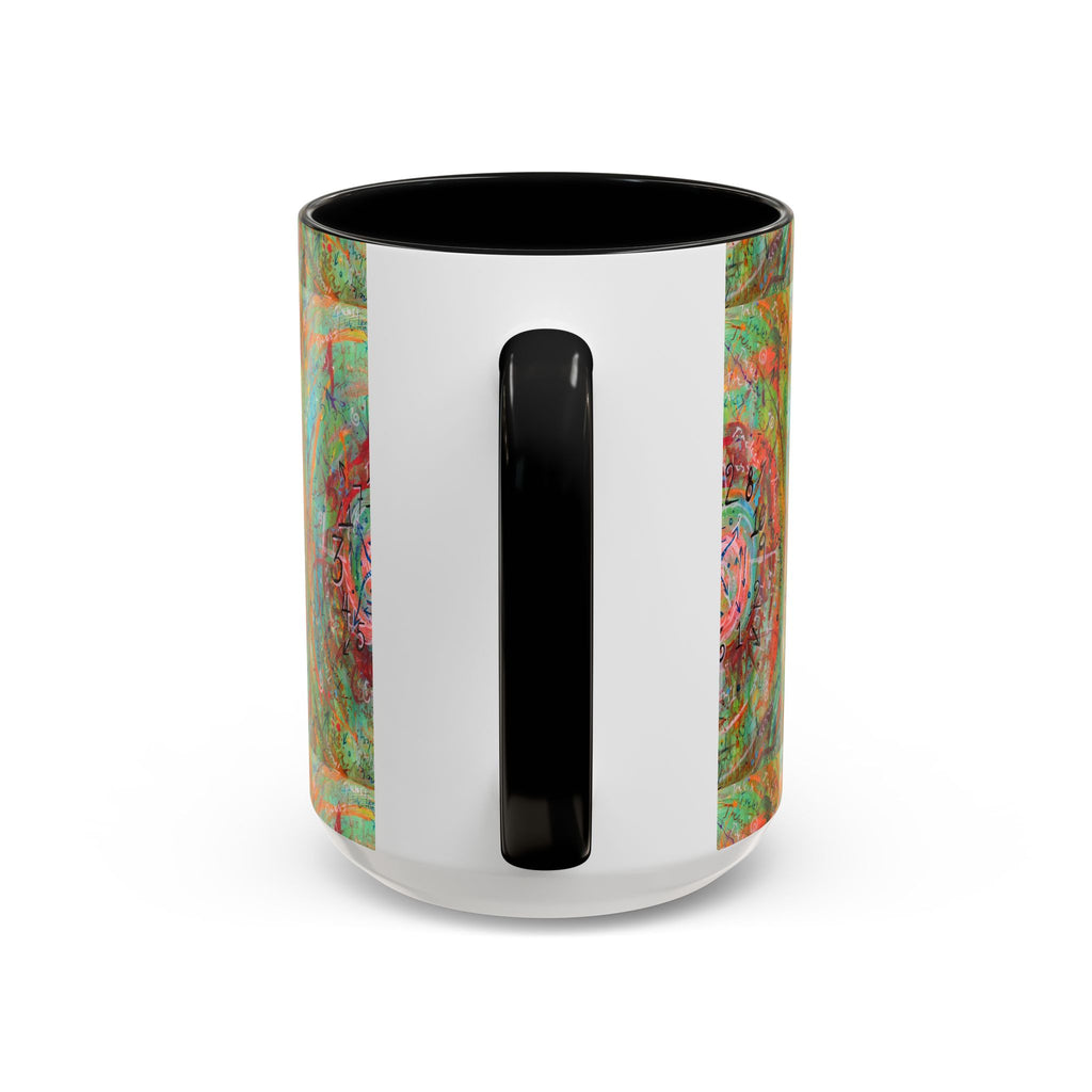 Boho Tarot Clockwork Accent Coffee Mug — Vibrant Abstract Mystic Art (11/15oz)