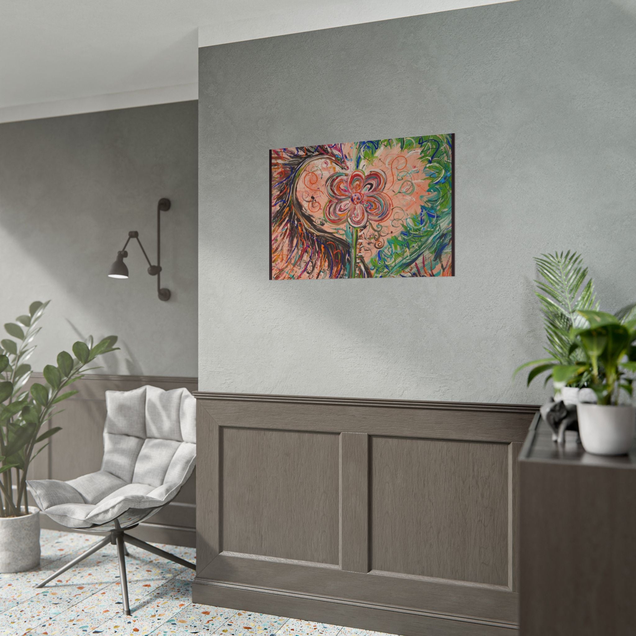 Dragon Abstract Floral Heart Poster — Colorful Swirl Flower Art Print (Rolled Poster)