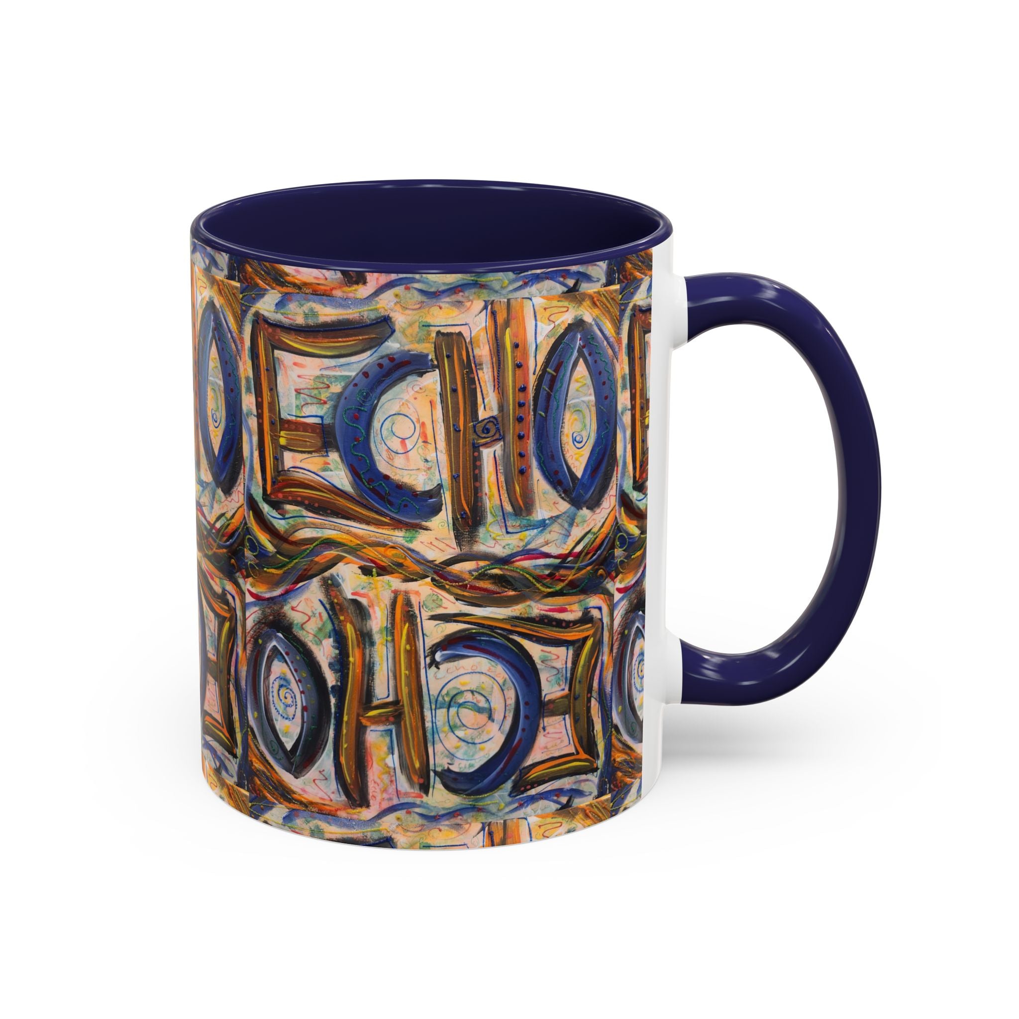 Echo Abstract Geometric Accent Coffee Mug – Colorful Modern Art Design (11/15 oz)