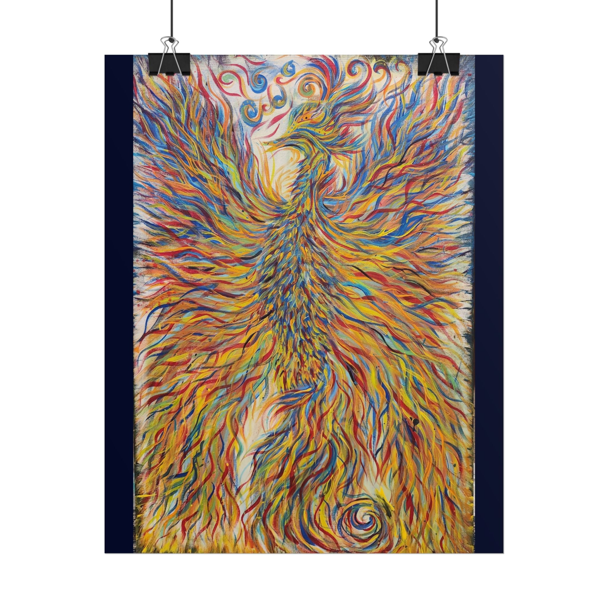 Abstract Phoenix Art Poster — Colorful Whimsical Wall Print