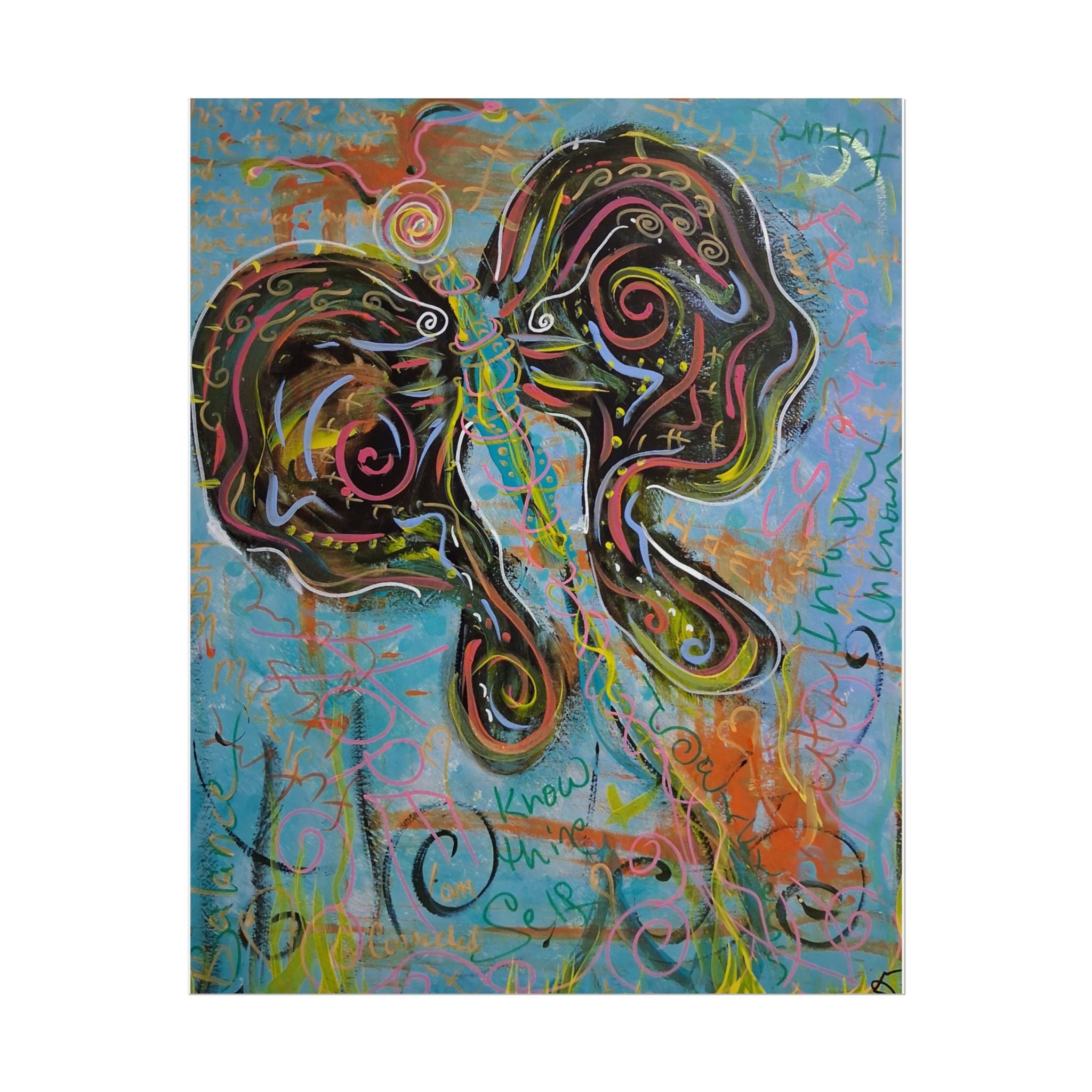 Abstract Butterfly Art Poster – Colorful Whimsical Wall Print