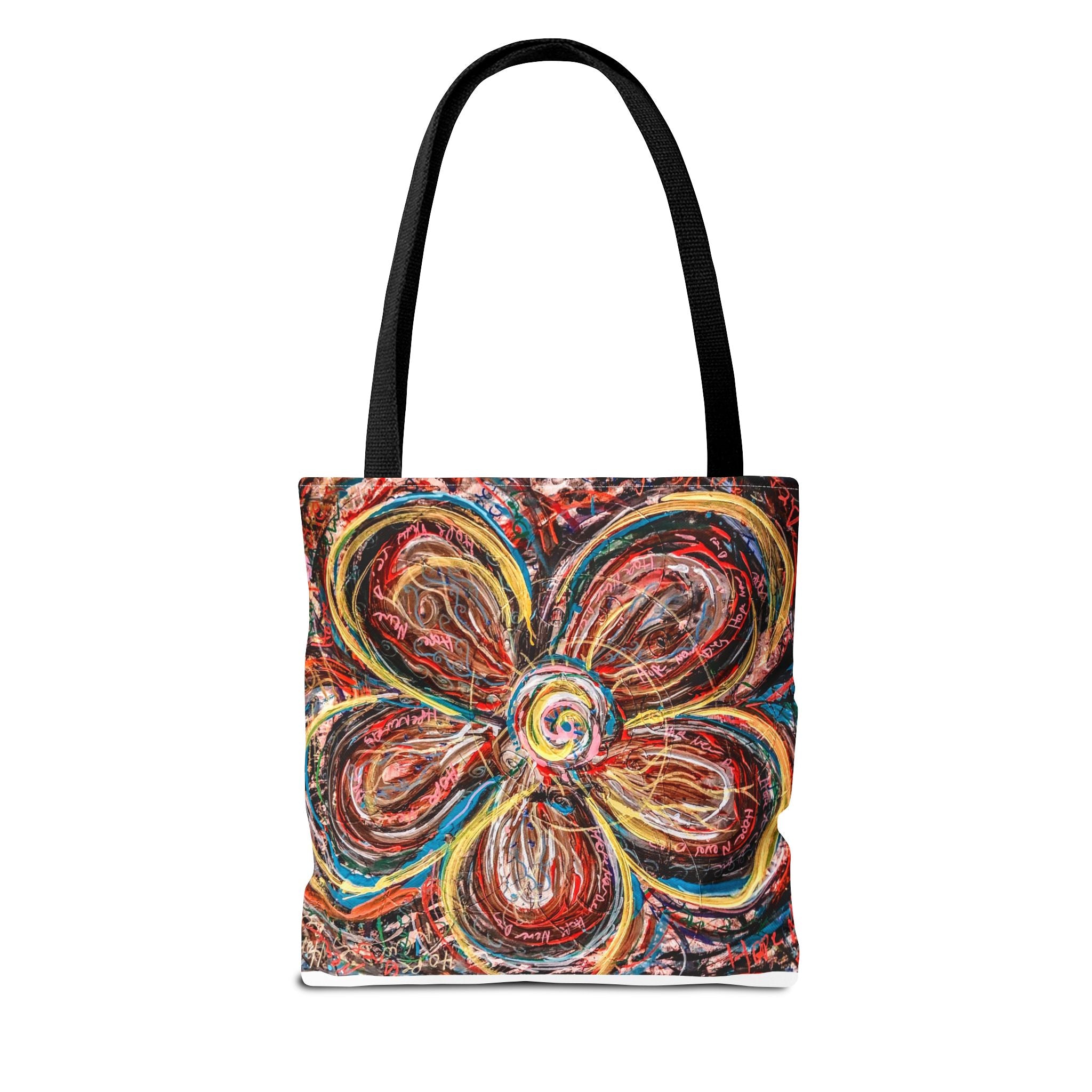 Abstract Flower Tote Bag — Colorful Swirl Bloom All-Over Print Tote