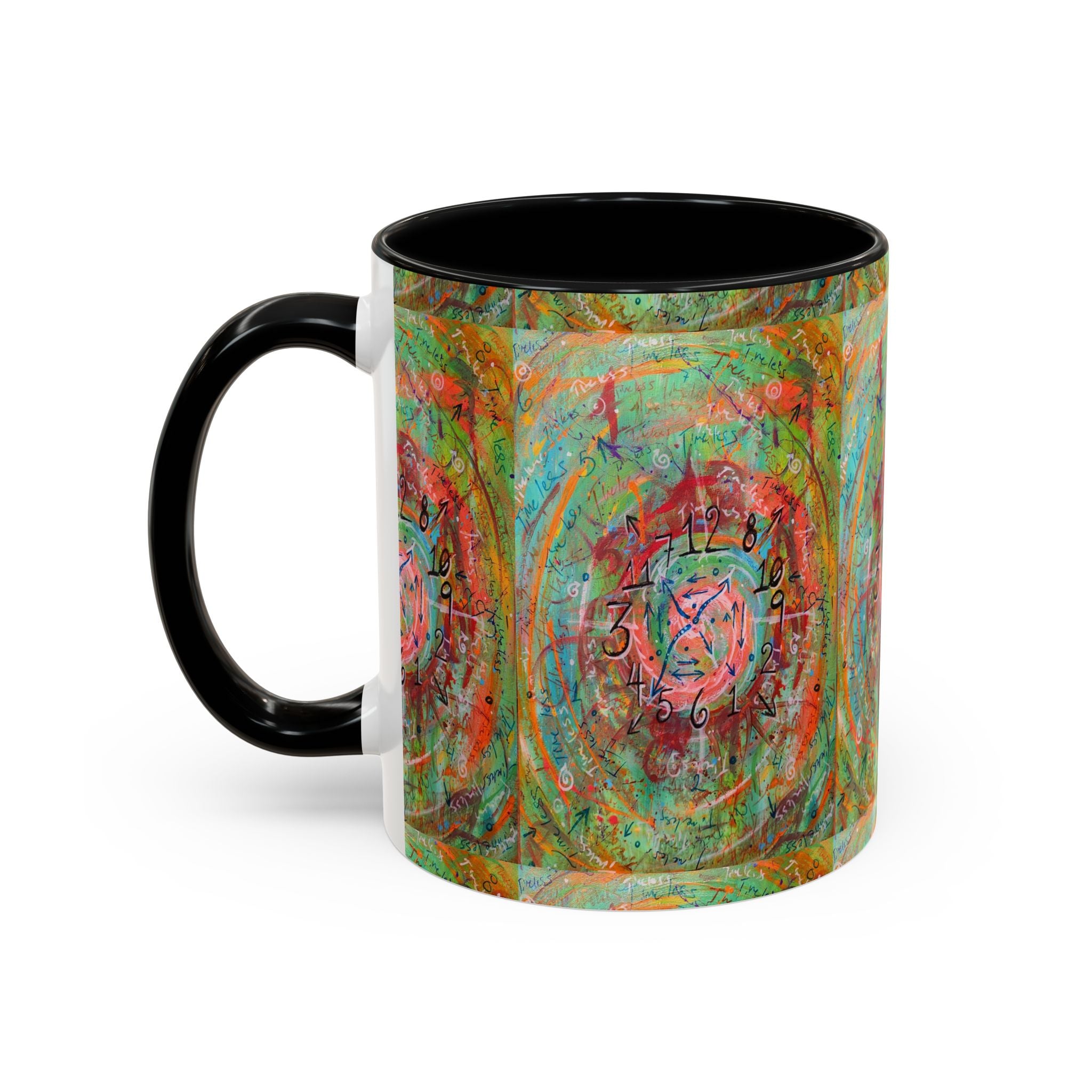 Boho Tarot Clockwork Accent Coffee Mug — Vibrant Abstract Mystic Art (11/15oz)