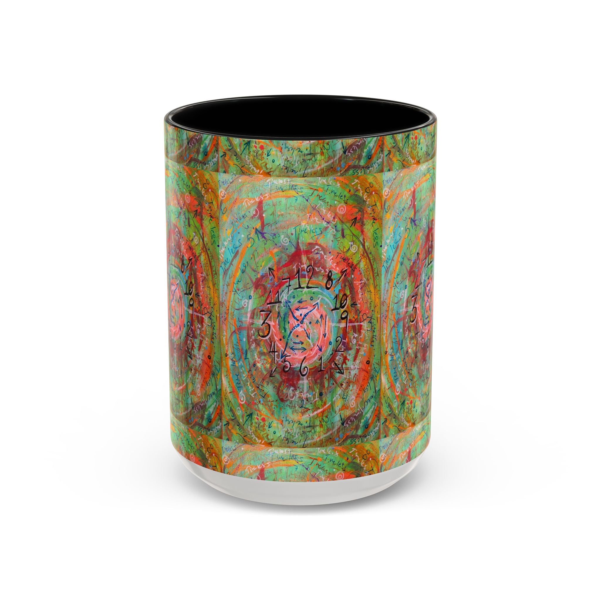 Boho Tarot Clockwork Accent Coffee Mug — Vibrant Abstract Mystic Art (11/15oz)
