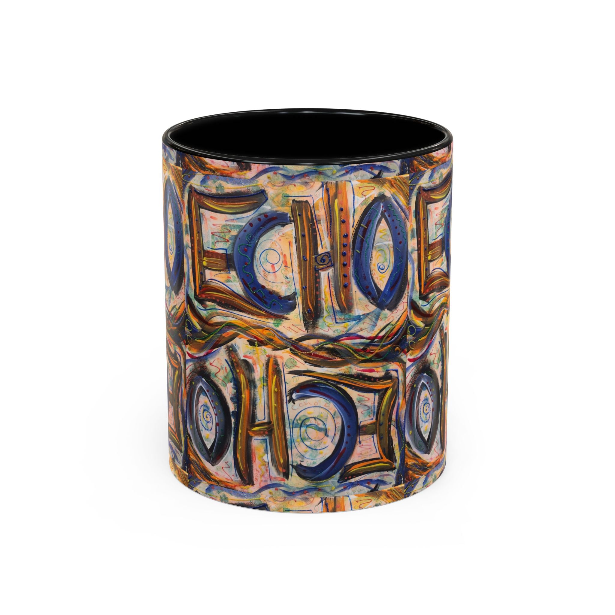 Echo Abstract Geometric Accent Coffee Mug – Colorful Modern Art Design (11/15 oz)