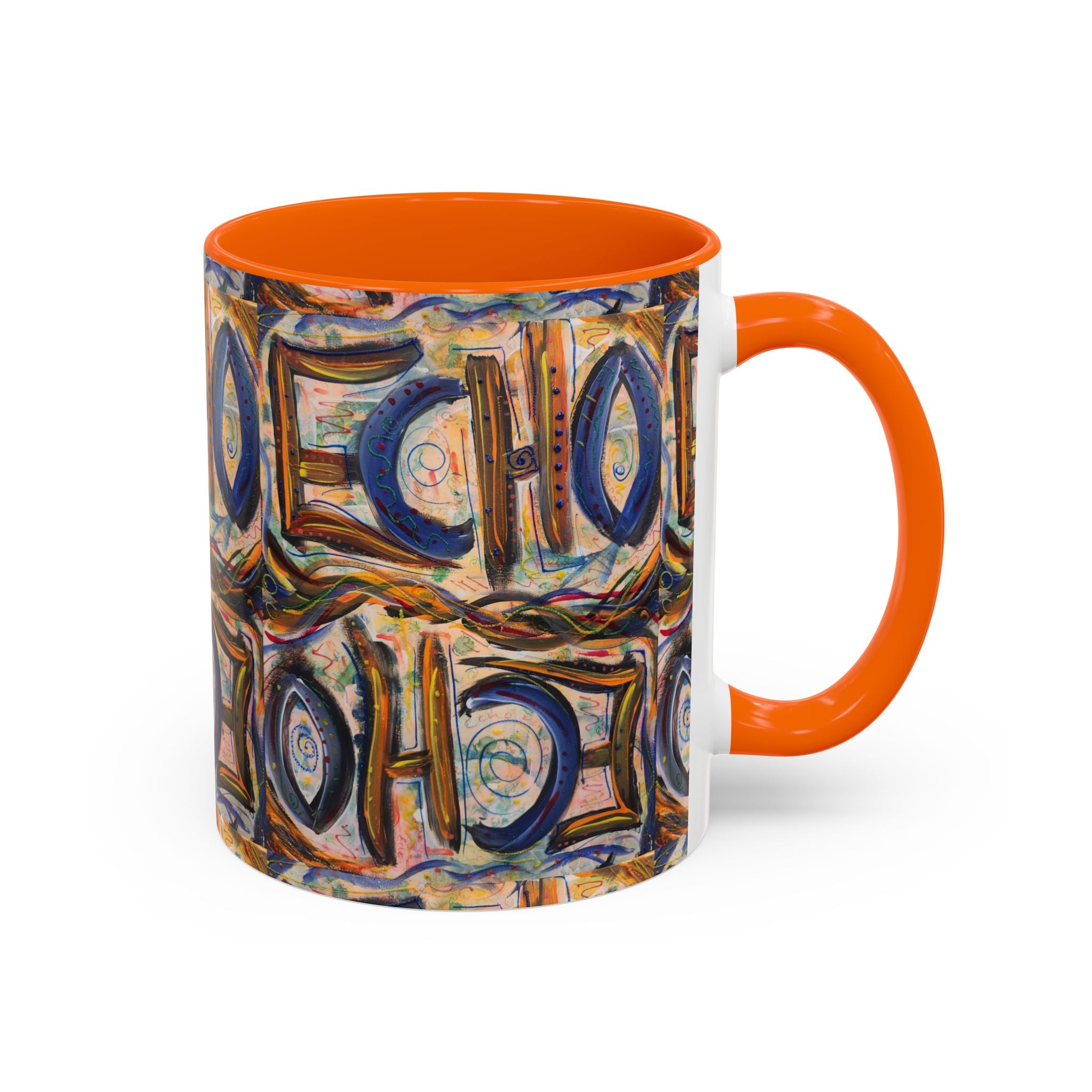 Echo Abstract Geometric Accent Coffee Mug – Colorful Modern Art Design (11/15 oz)