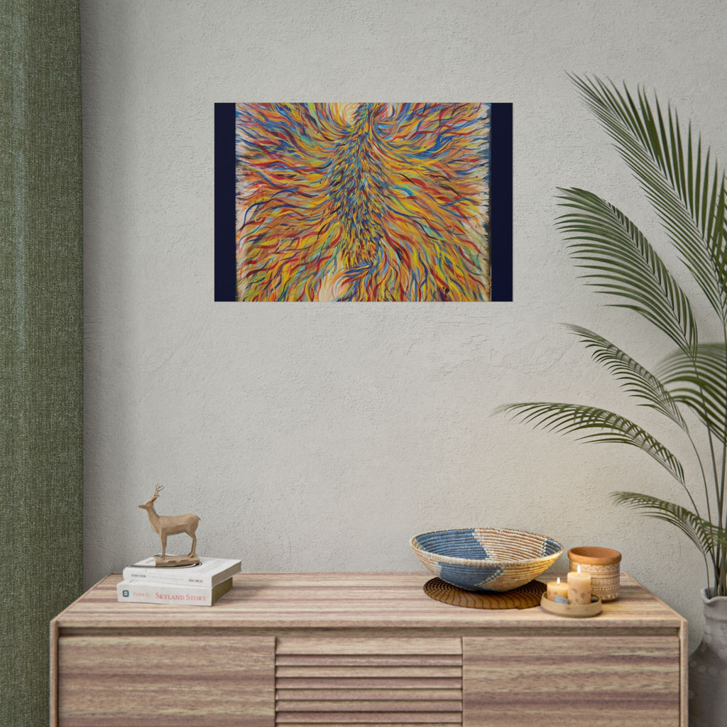 Abstract Phoenix Art Poster — Colorful Whimsical Wall Print