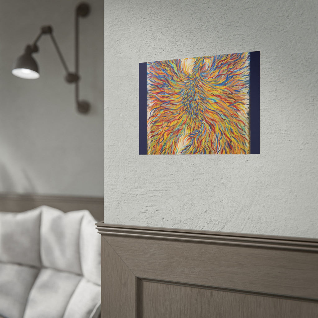 Abstract Phoenix Art Poster — Colorful Whimsical Wall Print