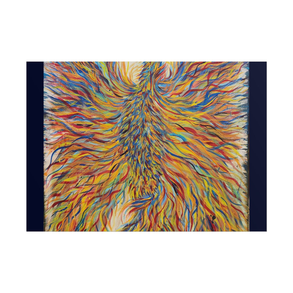 Abstract Phoenix Art Poster — Colorful Whimsical Wall Print