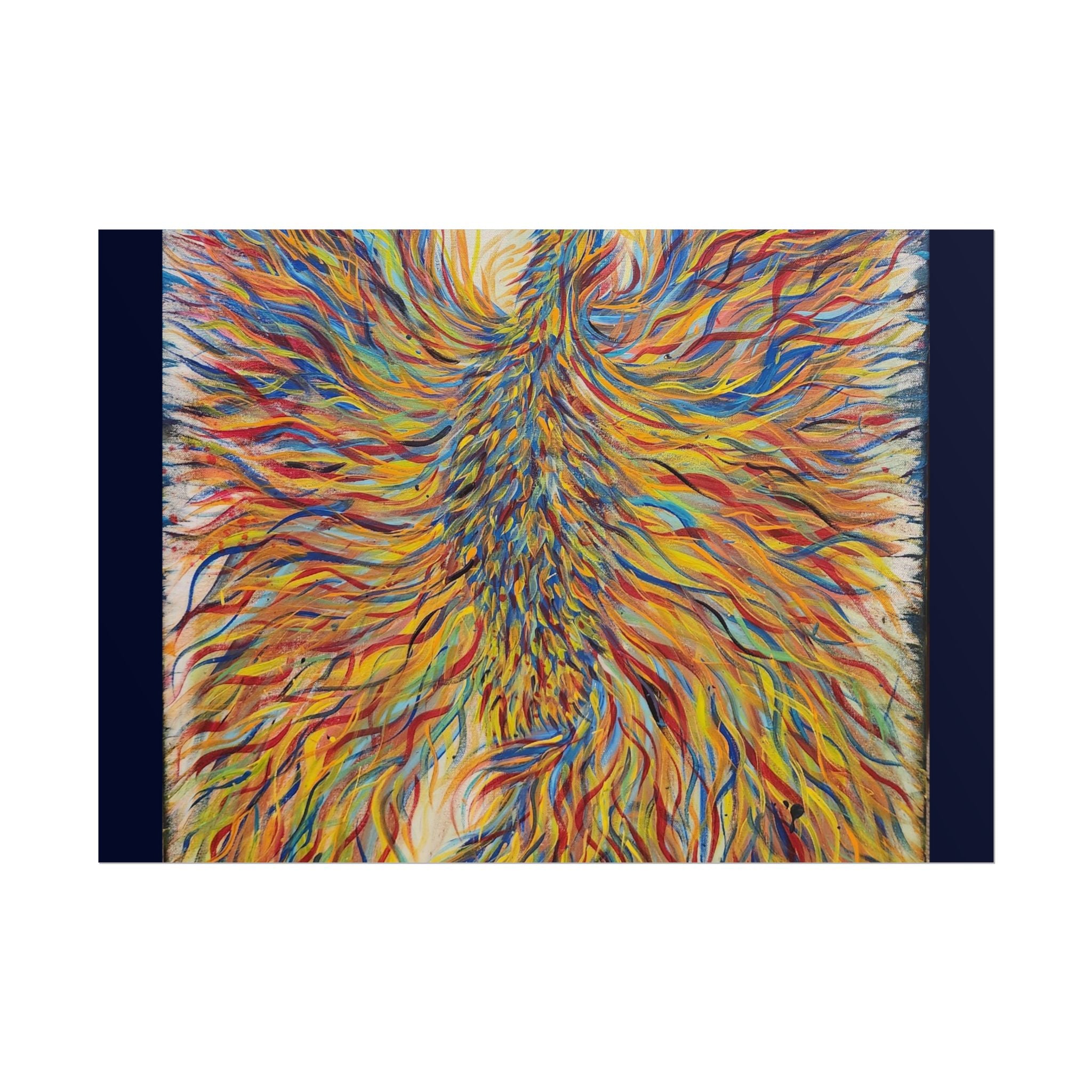 Abstract Phoenix Art Poster — Colorful Whimsical Wall Print