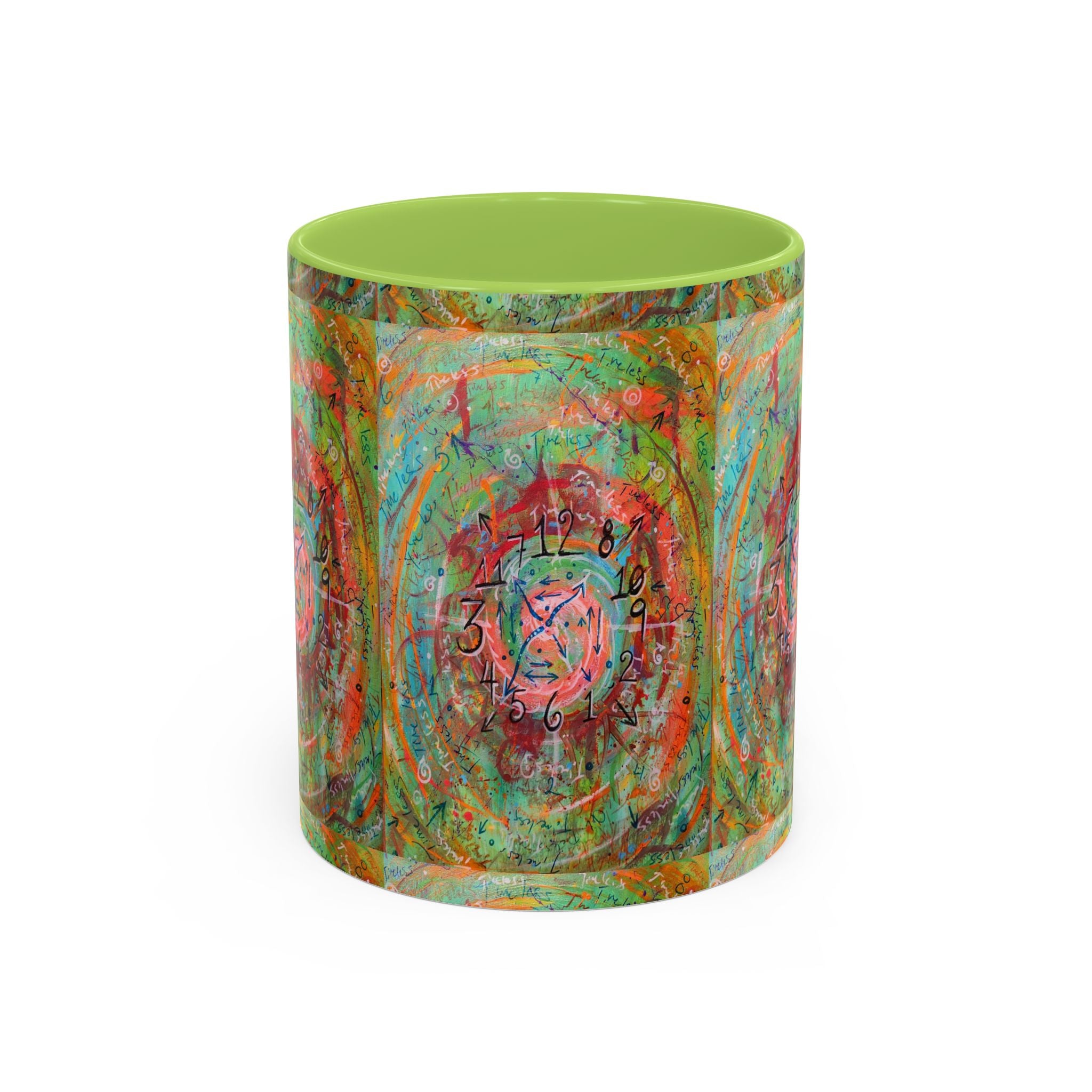 Boho Tarot Clockwork Accent Coffee Mug — Vibrant Abstract Mystic Art (11/15oz)