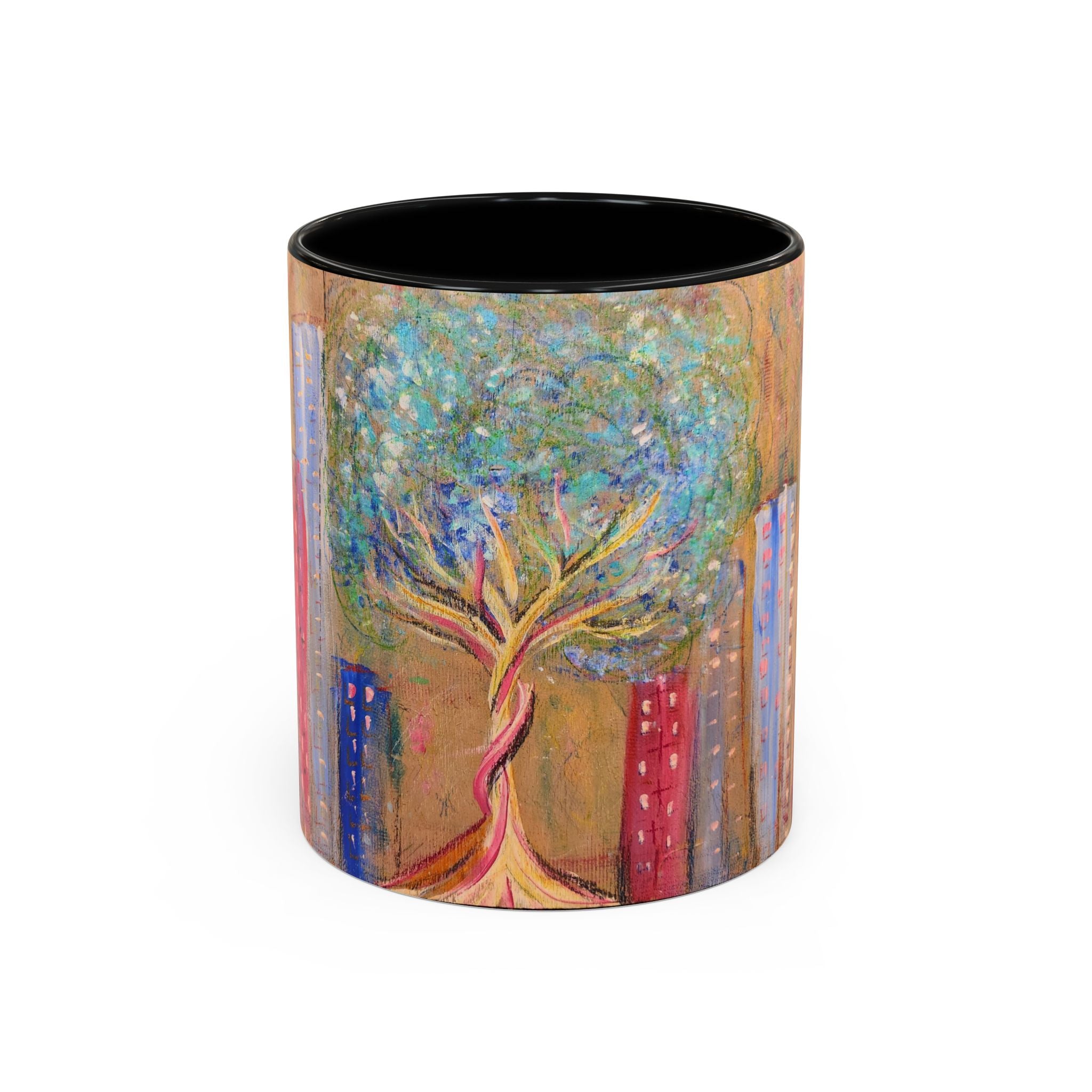 City Tree Coffee Mug — Colorful Urban Tree Art Accent Mug (11/15 oz)