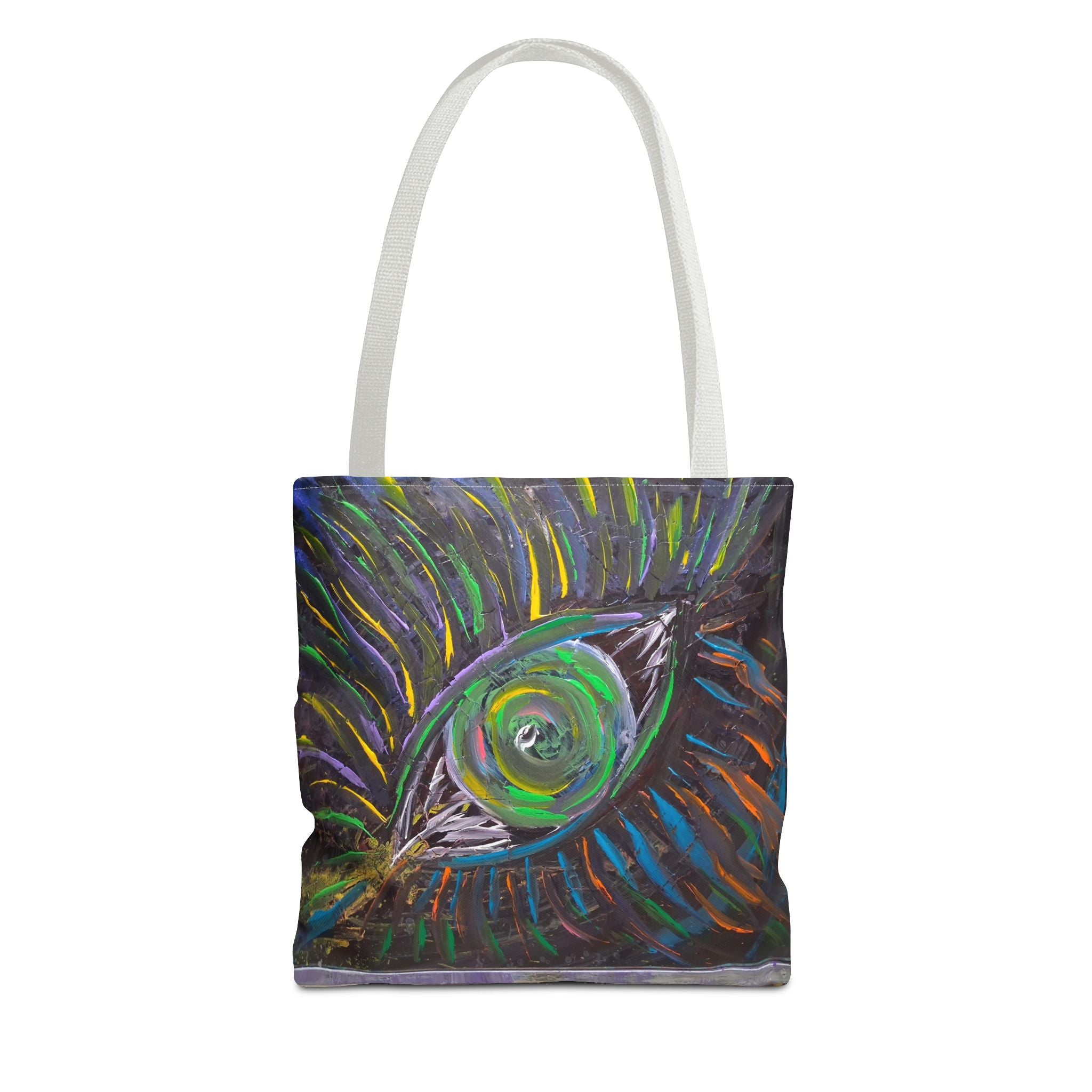 Peacock Eye Art Tote Bag — Colorful Boho AOP Canvas Tote