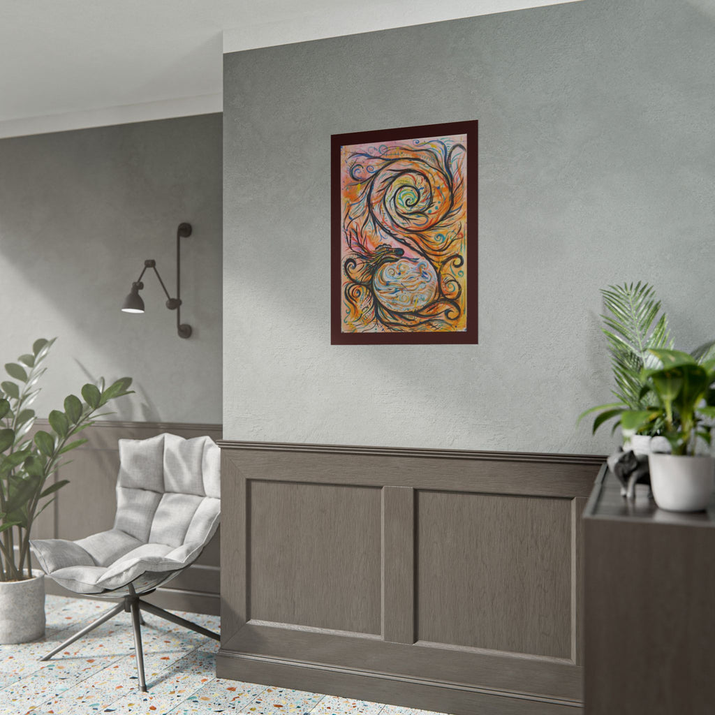Abstract Spiral Dragon Art Poster – Colorful Swirl Wall Print
