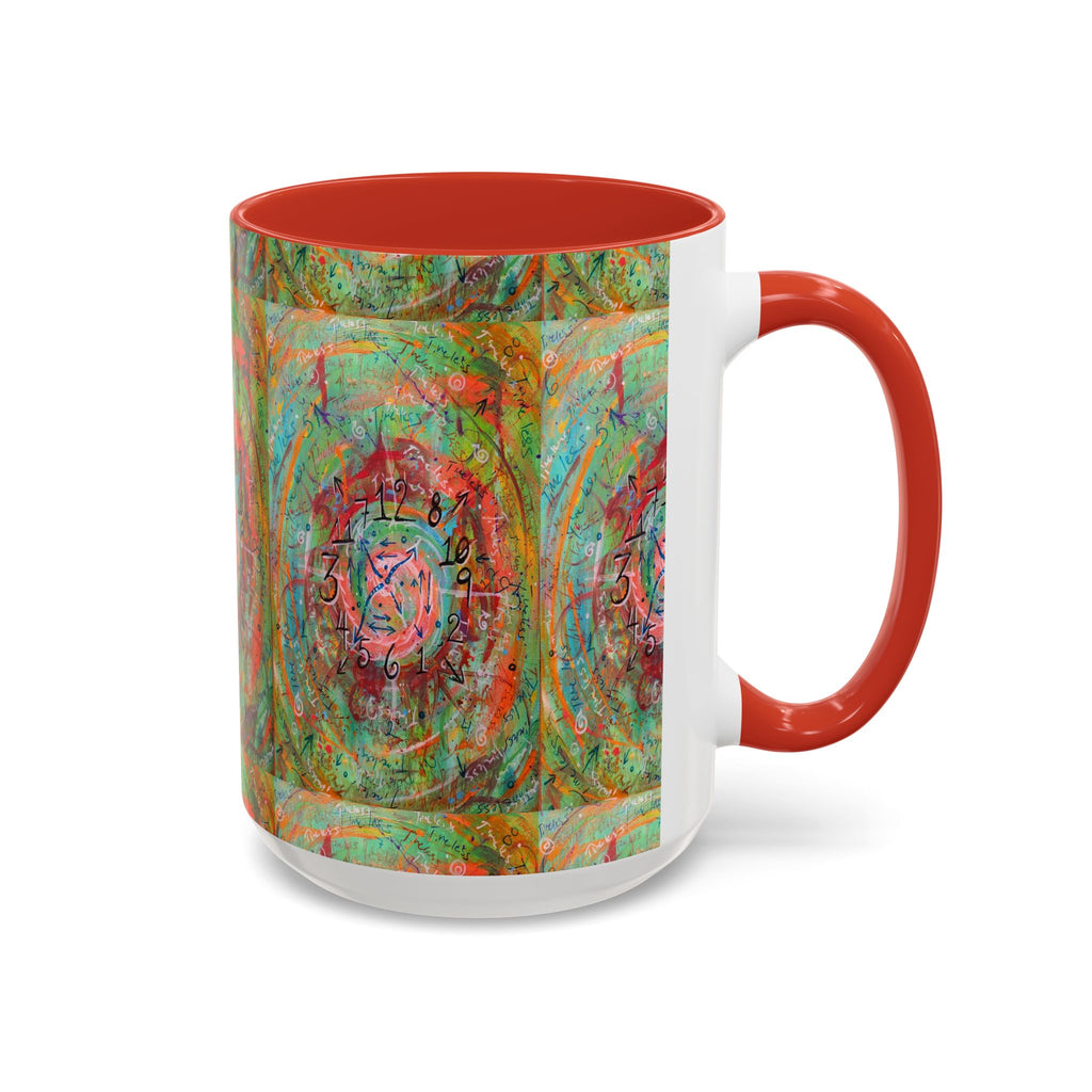 Boho Tarot Clockwork Accent Coffee Mug — Vibrant Abstract Mystic Art (11/15oz)