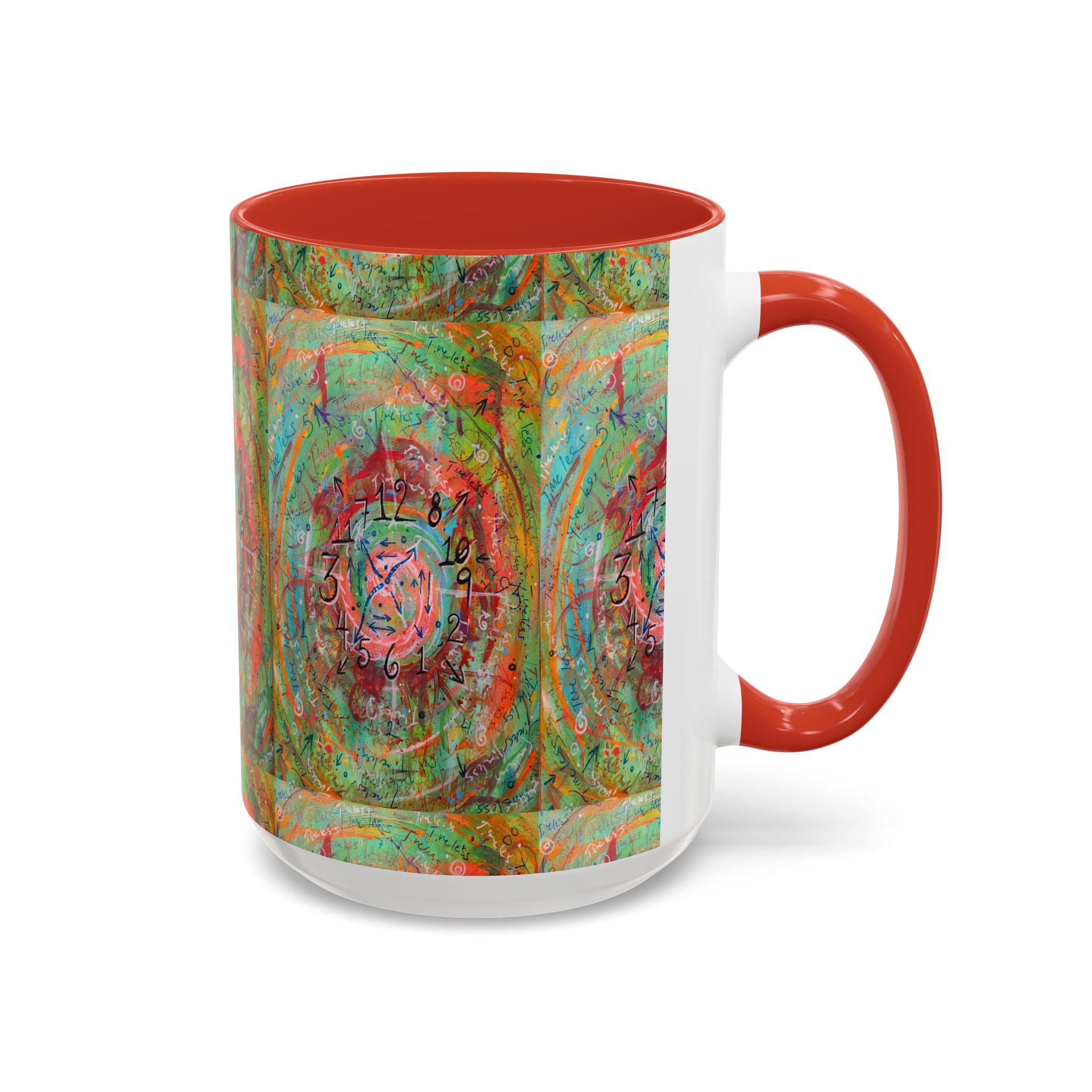 Boho Tarot Clockwork Accent Coffee Mug — Vibrant Abstract Mystic Art (11/15oz)