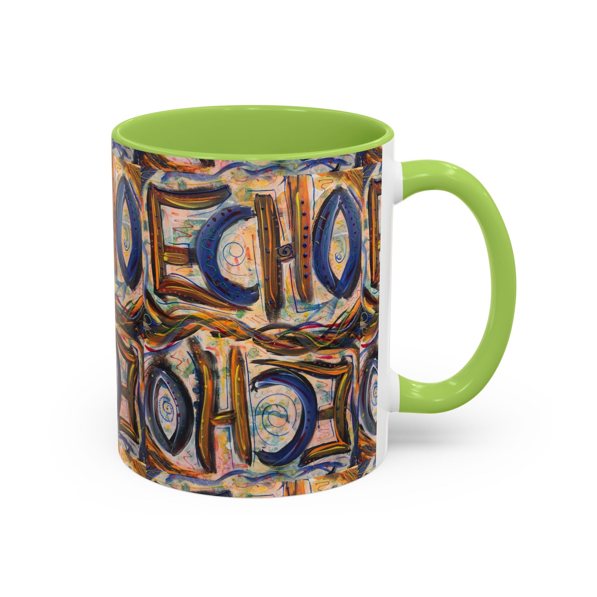 Echo Abstract Geometric Accent Coffee Mug – Colorful Modern Art Design (11/15 oz)