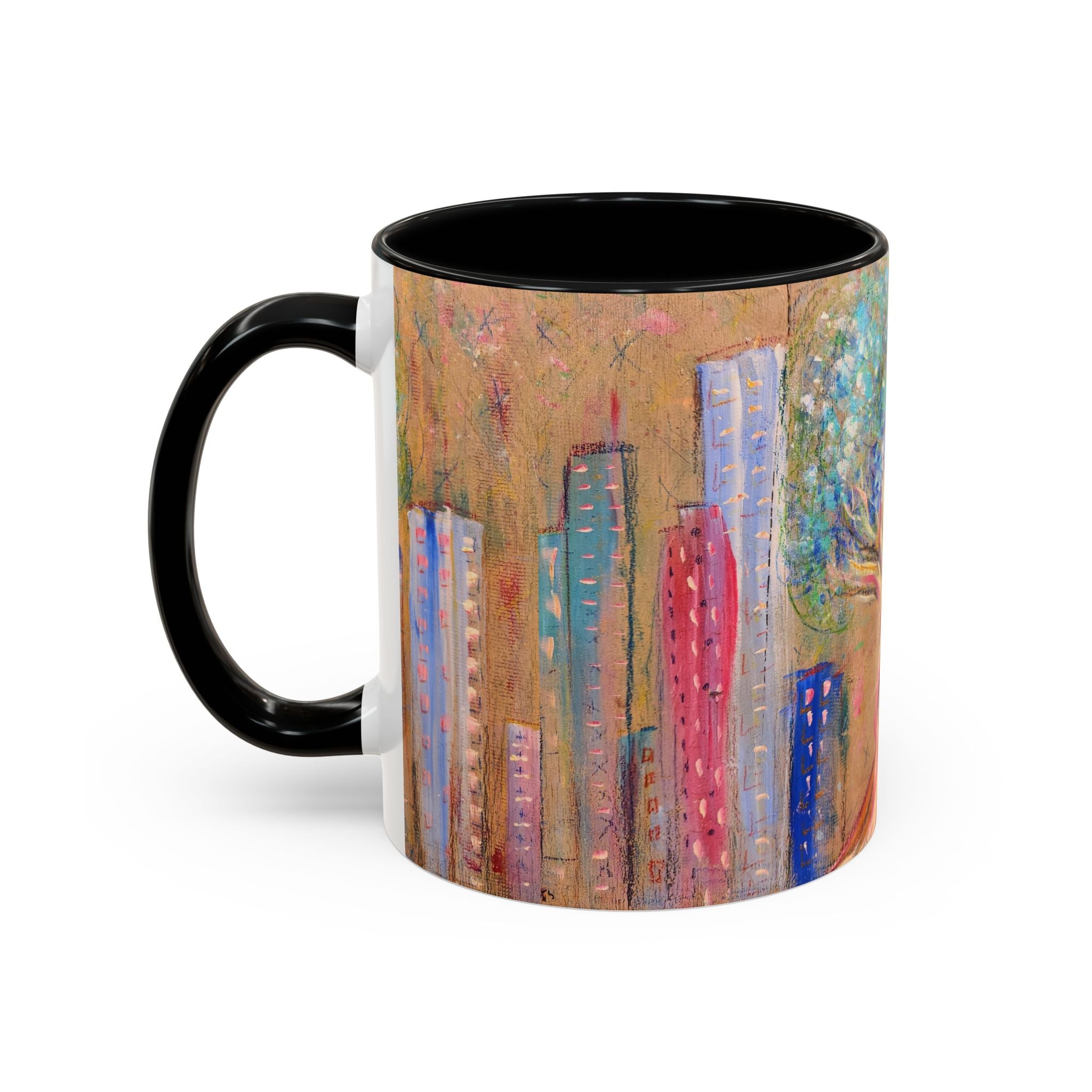 City Tree Coffee Mug — Colorful Urban Tree Art Accent Mug (11/15 oz)