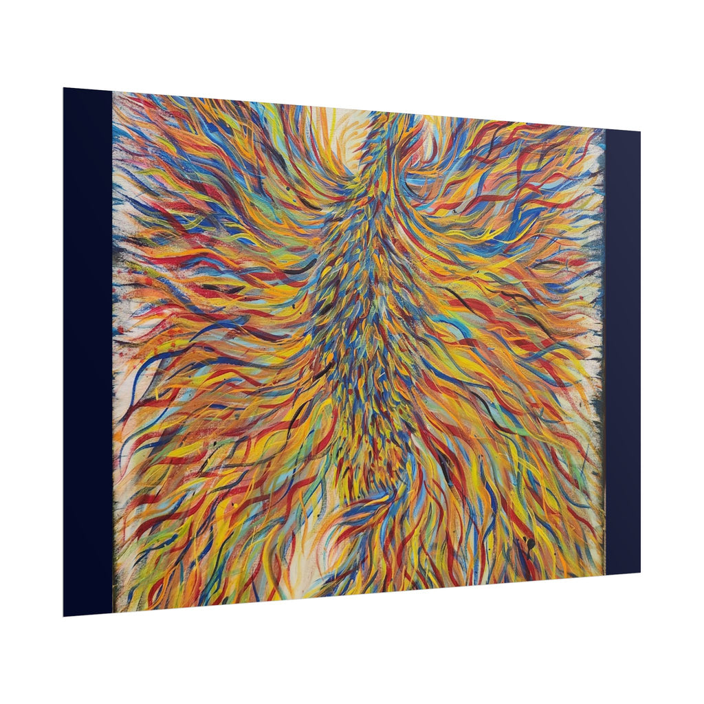 Abstract Phoenix Art Poster — Colorful Whimsical Wall Print
