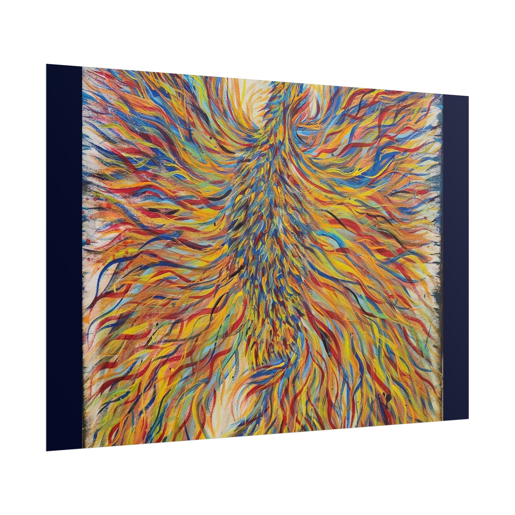 Abstract Phoenix Art Poster — Colorful Whimsical Wall Print