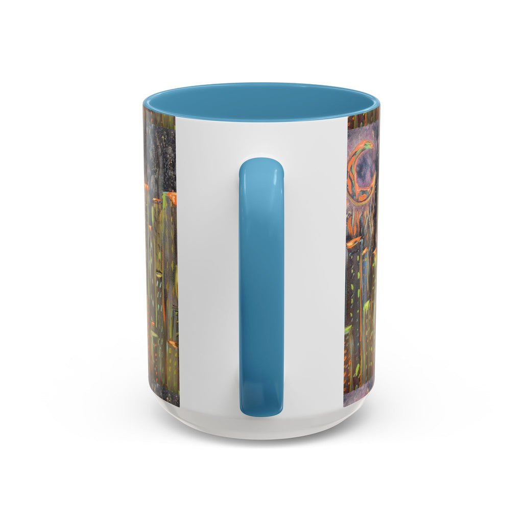Cityscape Night Coffee Mug — Neon Skyline Art Accent Mug