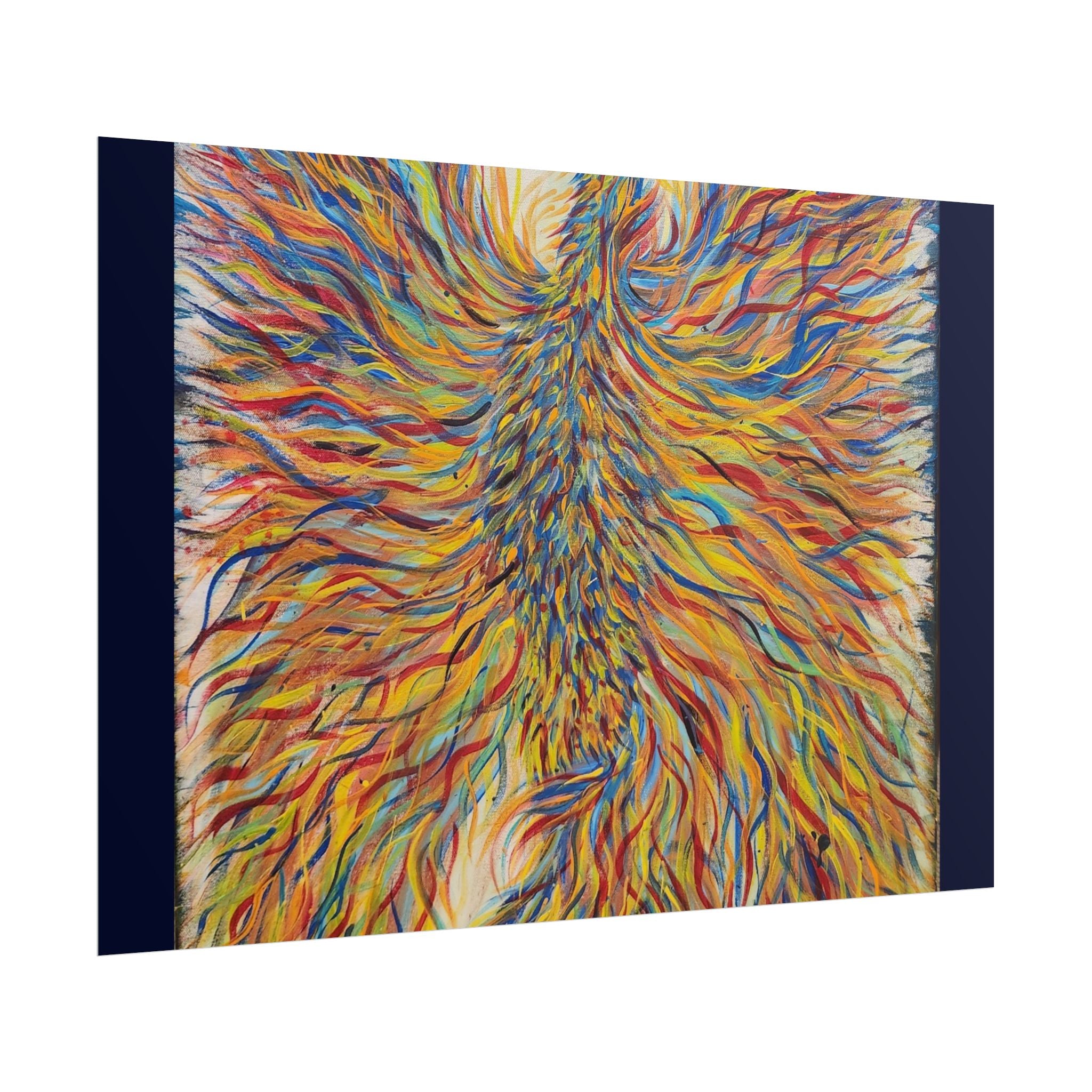 Abstract Phoenix Art Poster — Colorful Whimsical Wall Print