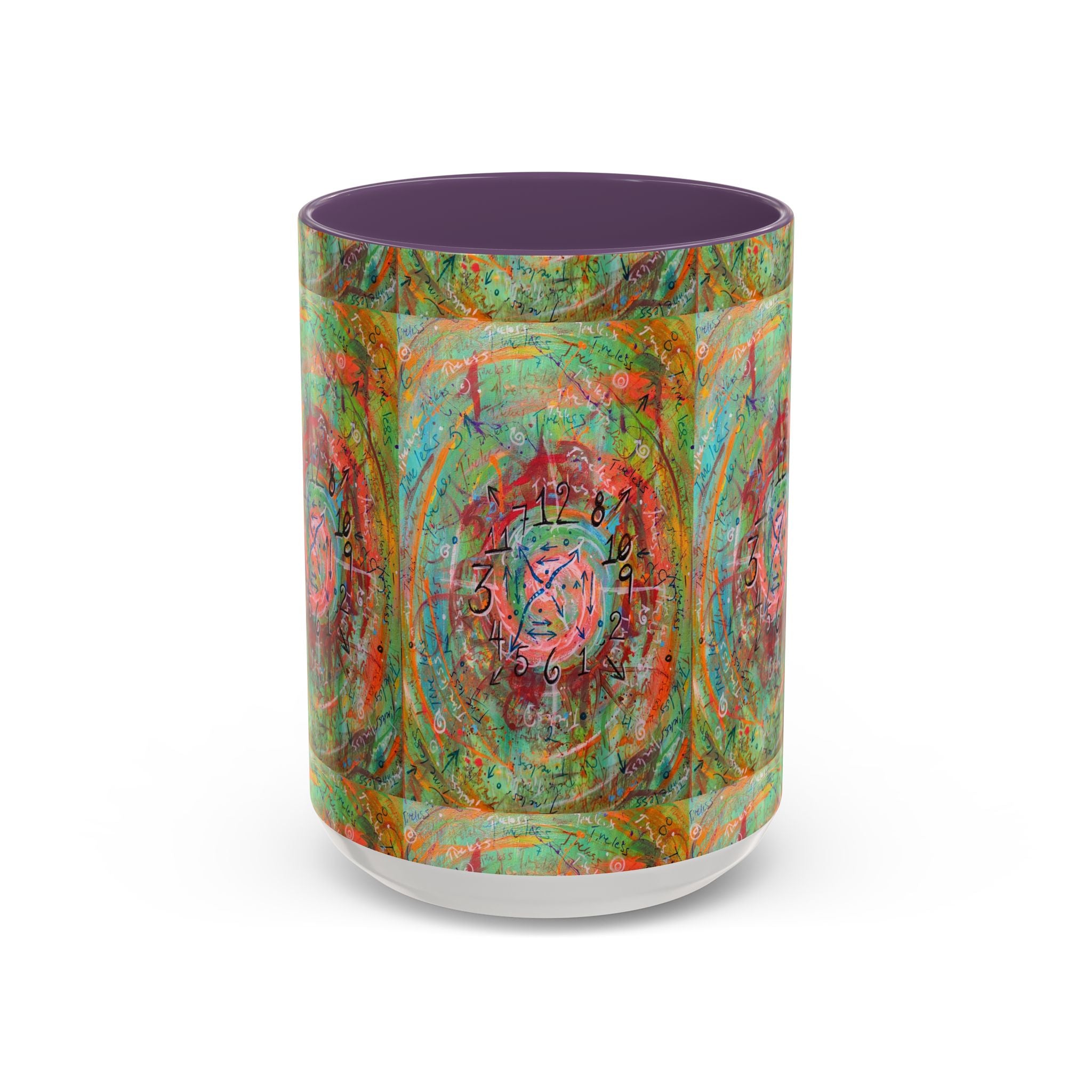 Boho Tarot Clockwork Accent Coffee Mug — Vibrant Abstract Mystic Art (11/15oz)