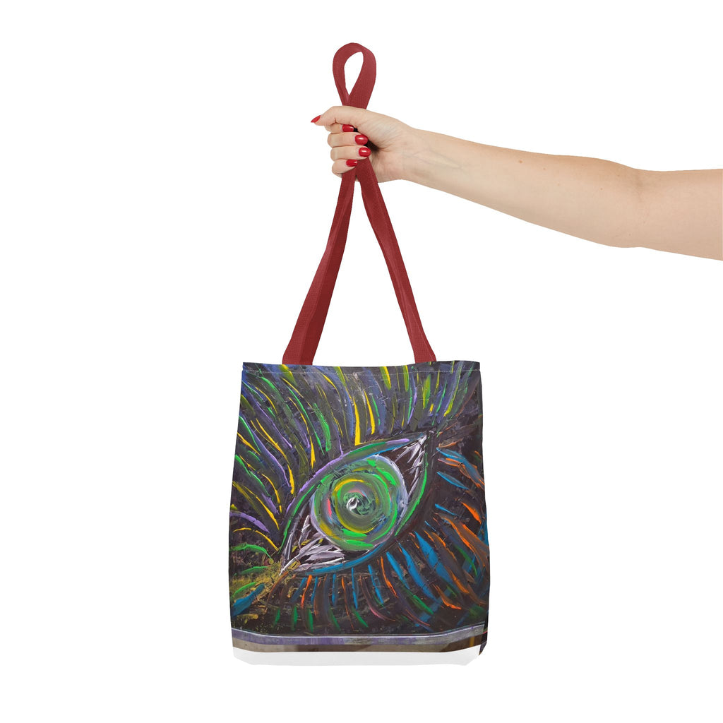 Peacock Eye Art Tote Bag — Colorful Boho AOP Canvas Tote