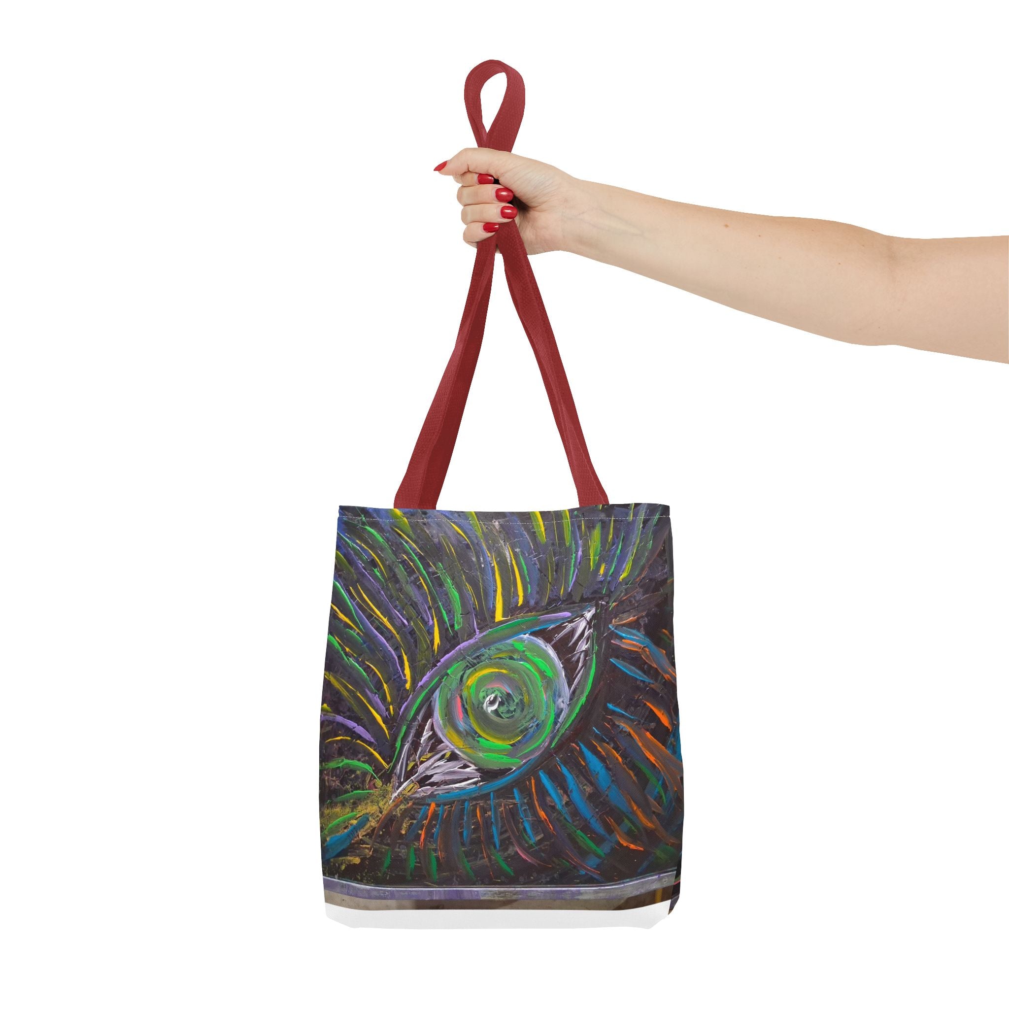 Peacock Eye Art Tote Bag — Colorful Boho AOP Canvas Tote