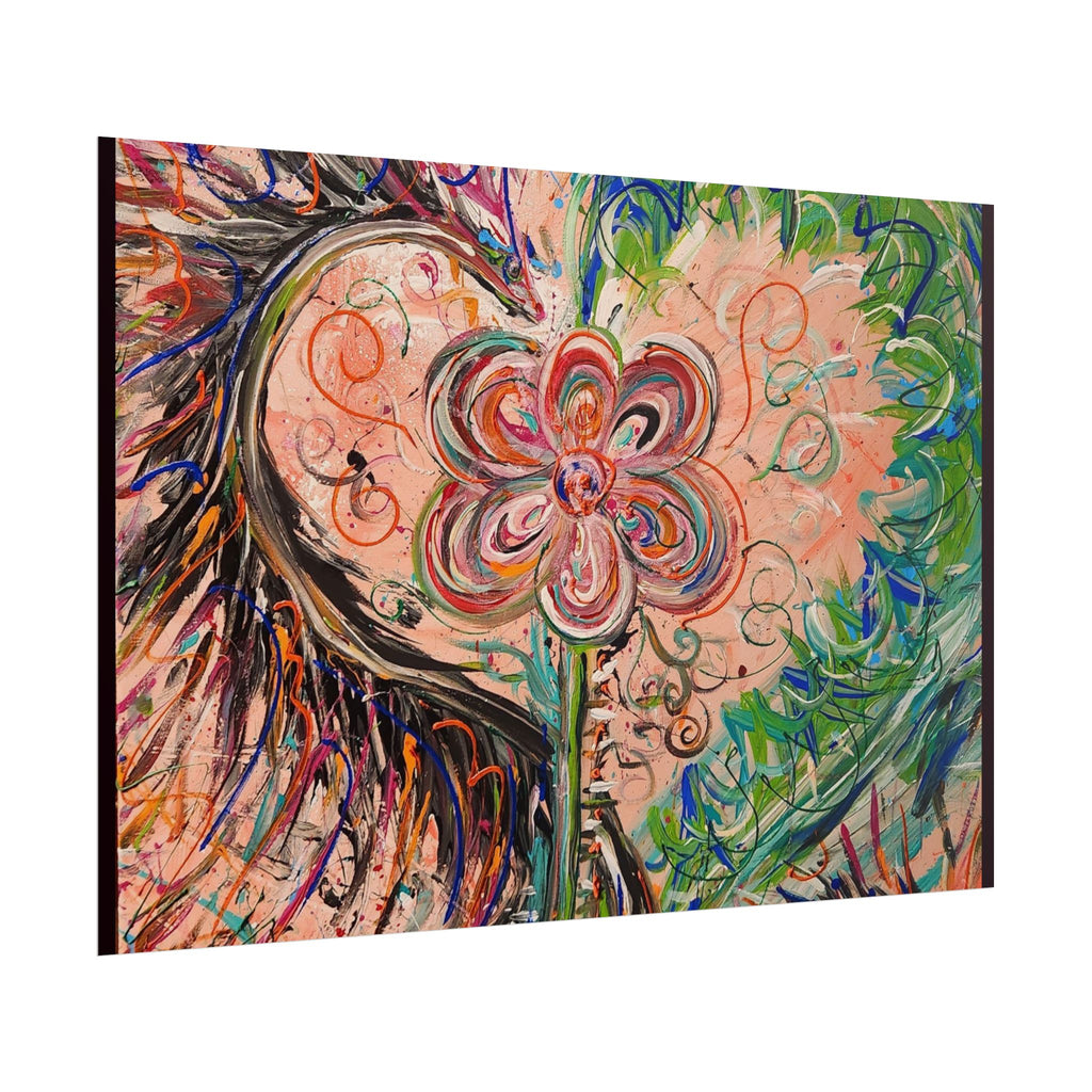 Dragon Abstract Floral Heart Poster — Colorful Swirl Flower Art Print (Rolled Poster)