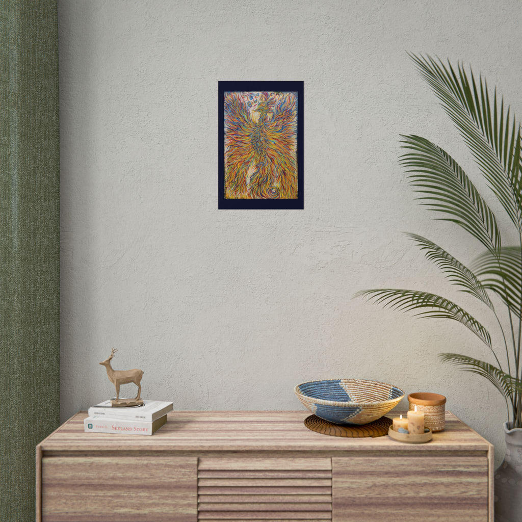 Abstract Phoenix Art Poster — Colorful Whimsical Wall Print