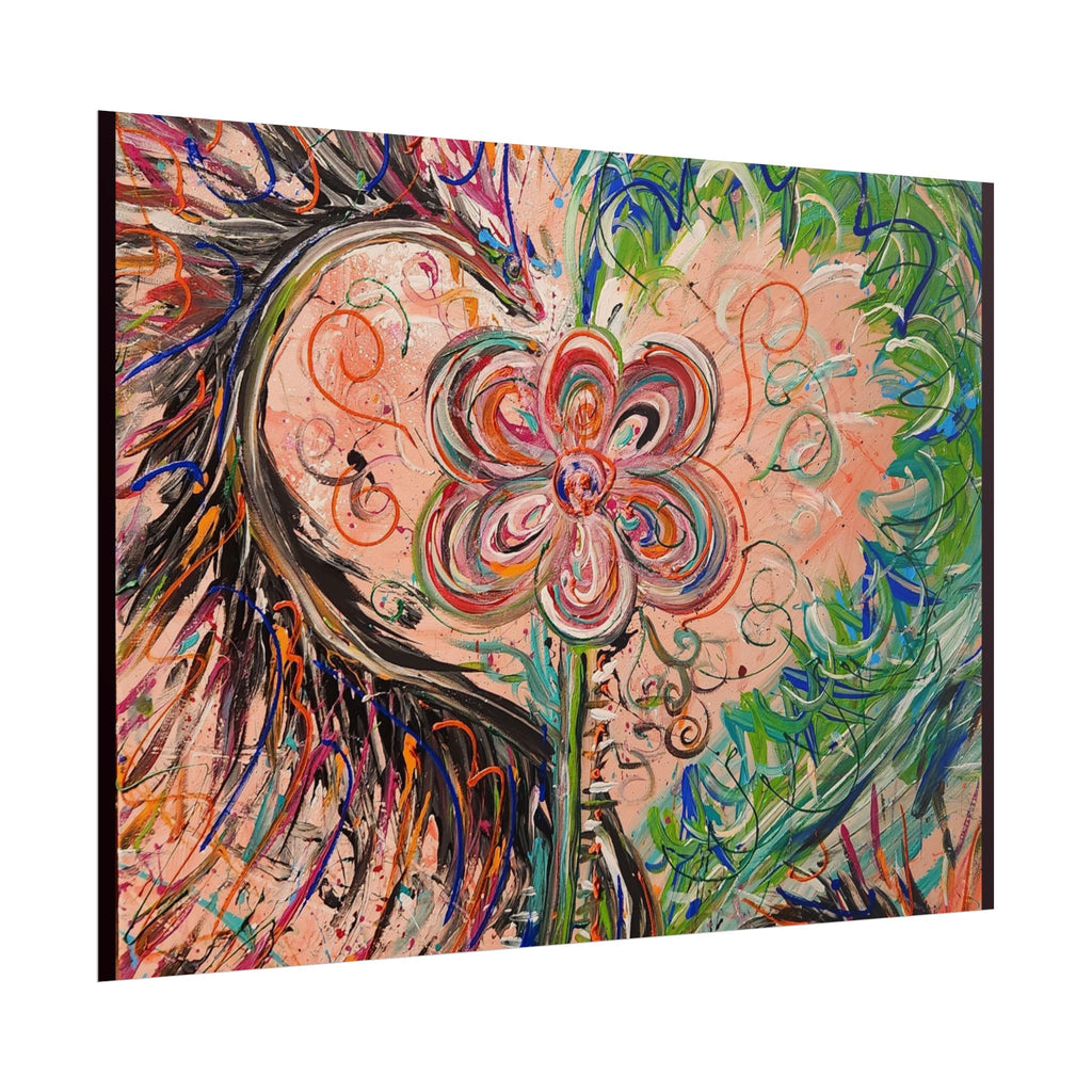 Dragon Abstract Floral Heart Poster — Colorful Swirl Flower Art Print (Rolled Poster)