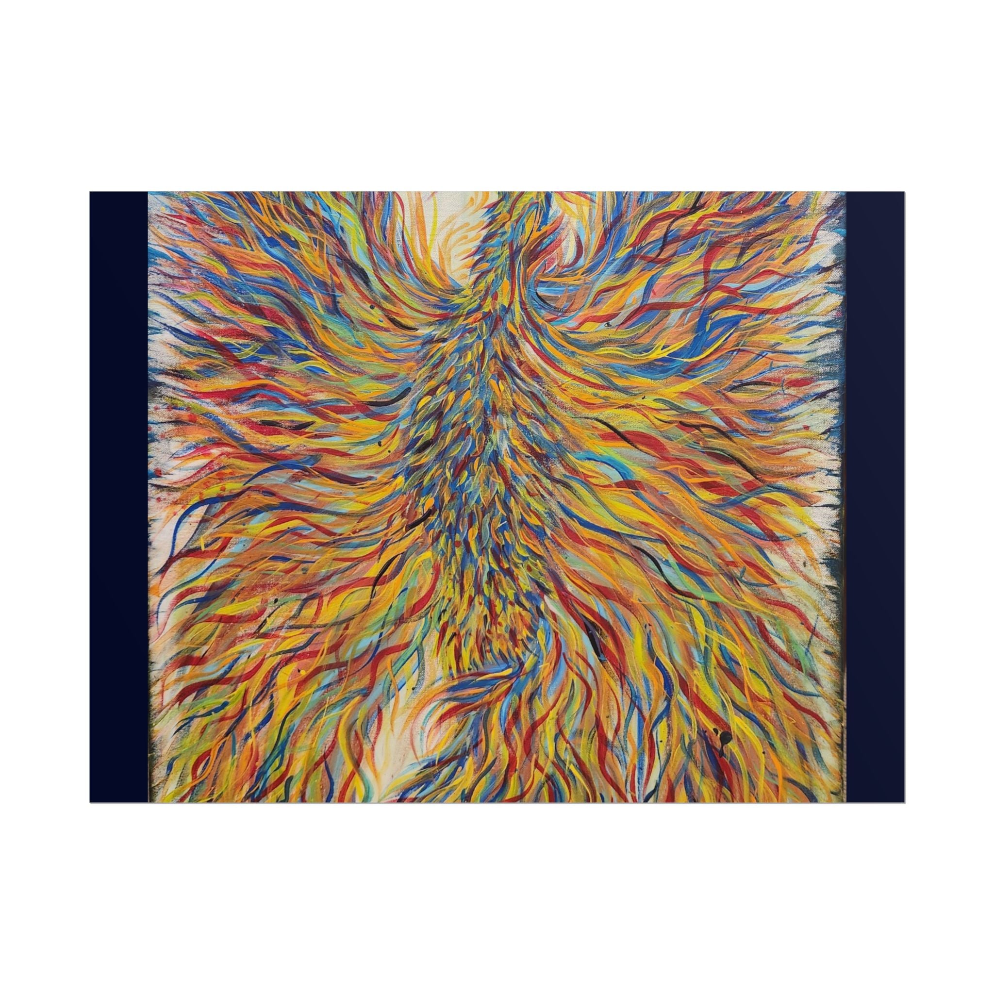 Abstract Phoenix Art Poster — Colorful Whimsical Wall Print