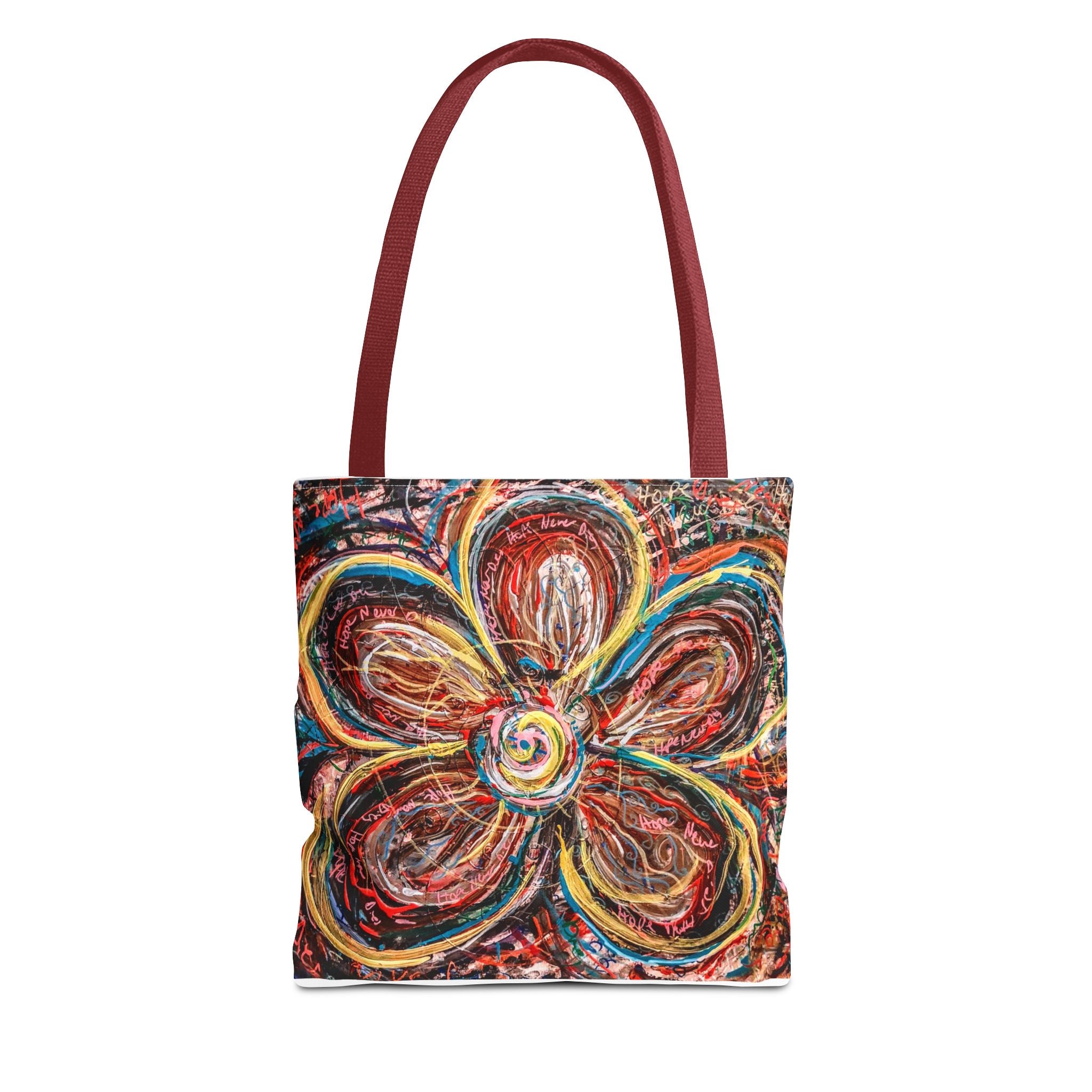 Abstract Flower Tote Bag — Colorful Swirl Bloom All-Over Print Tote