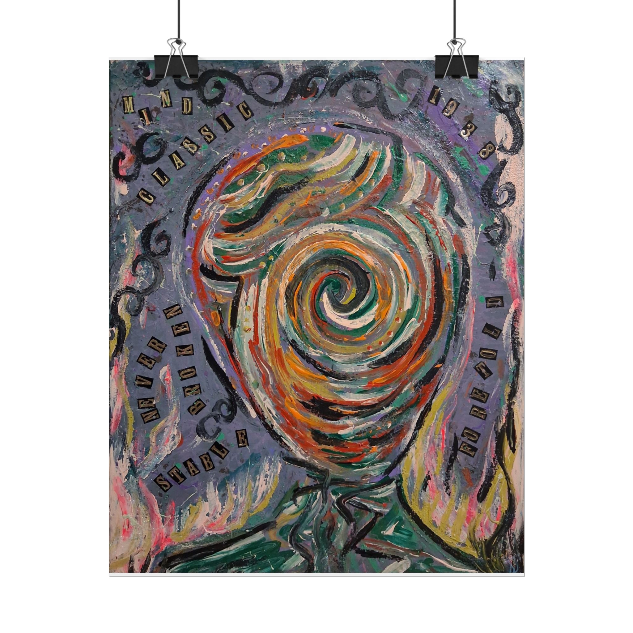 Surreal Swirl Face Poster — Abstract Expressionist Rolled Art Print