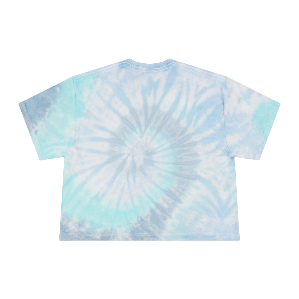 Butterfly Garden Tie-Dye Crop Tee — Pastel Blue Butterfly Graphic Crop Top