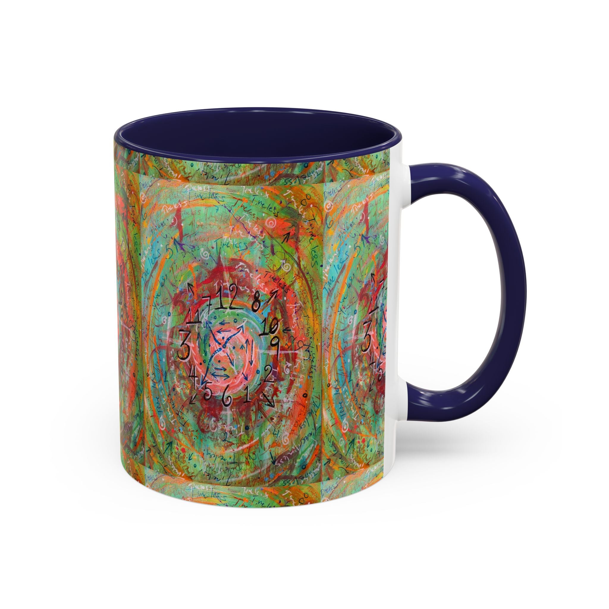 Boho Tarot Clockwork Accent Coffee Mug — Vibrant Abstract Mystic Art (11/15oz)