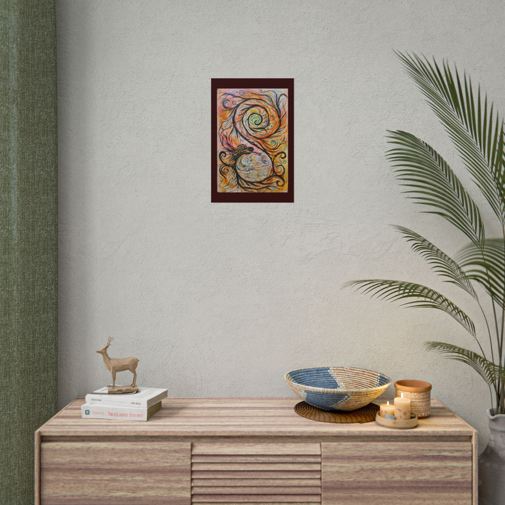 Abstract Spiral Dragon Art Poster – Colorful Swirl Wall Print