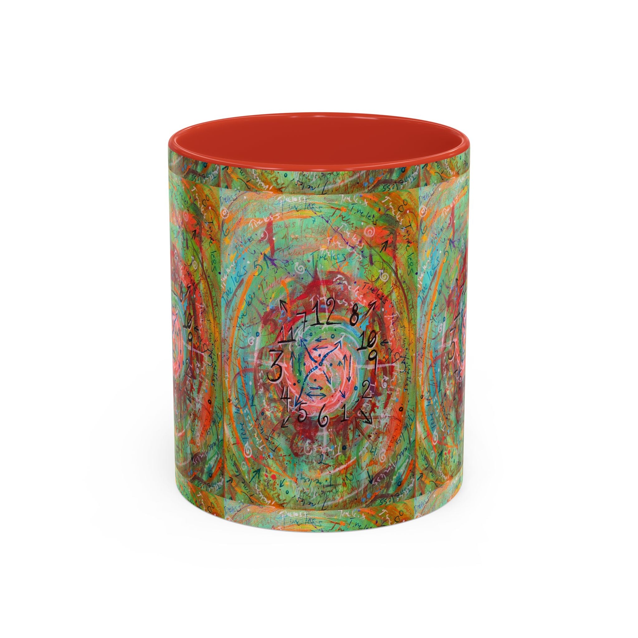 Boho Tarot Clockwork Accent Coffee Mug — Vibrant Abstract Mystic Art (11/15oz)