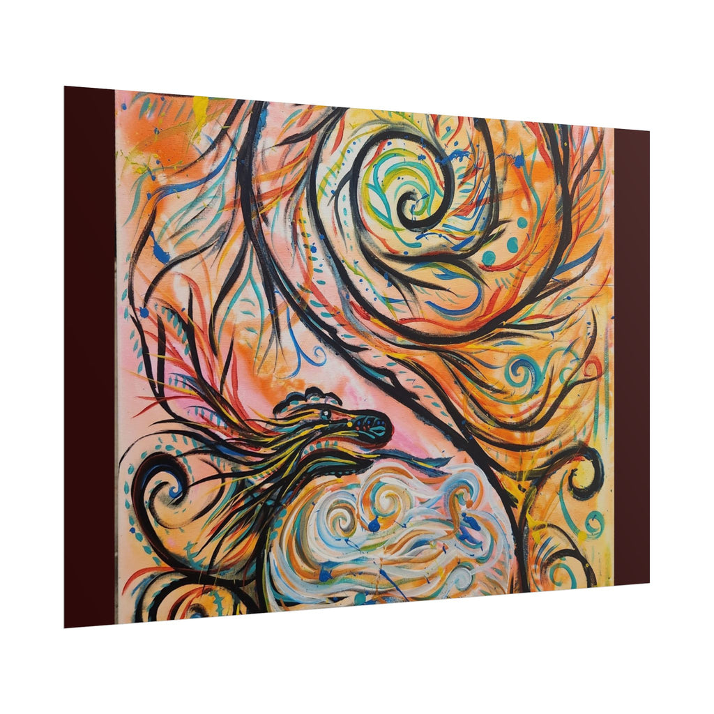 Abstract Spiral Dragon Art Poster – Colorful Swirl Wall Print