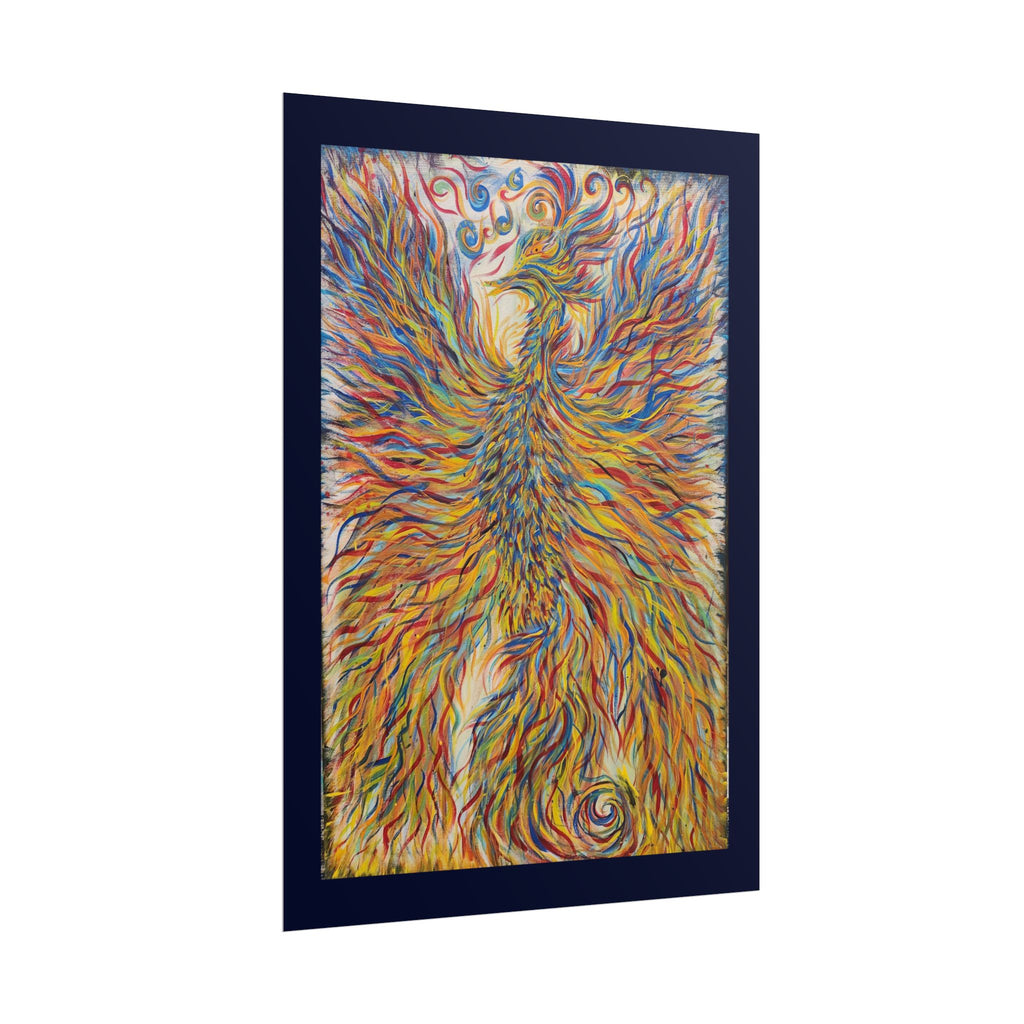 Abstract Phoenix Art Poster — Colorful Whimsical Wall Print
