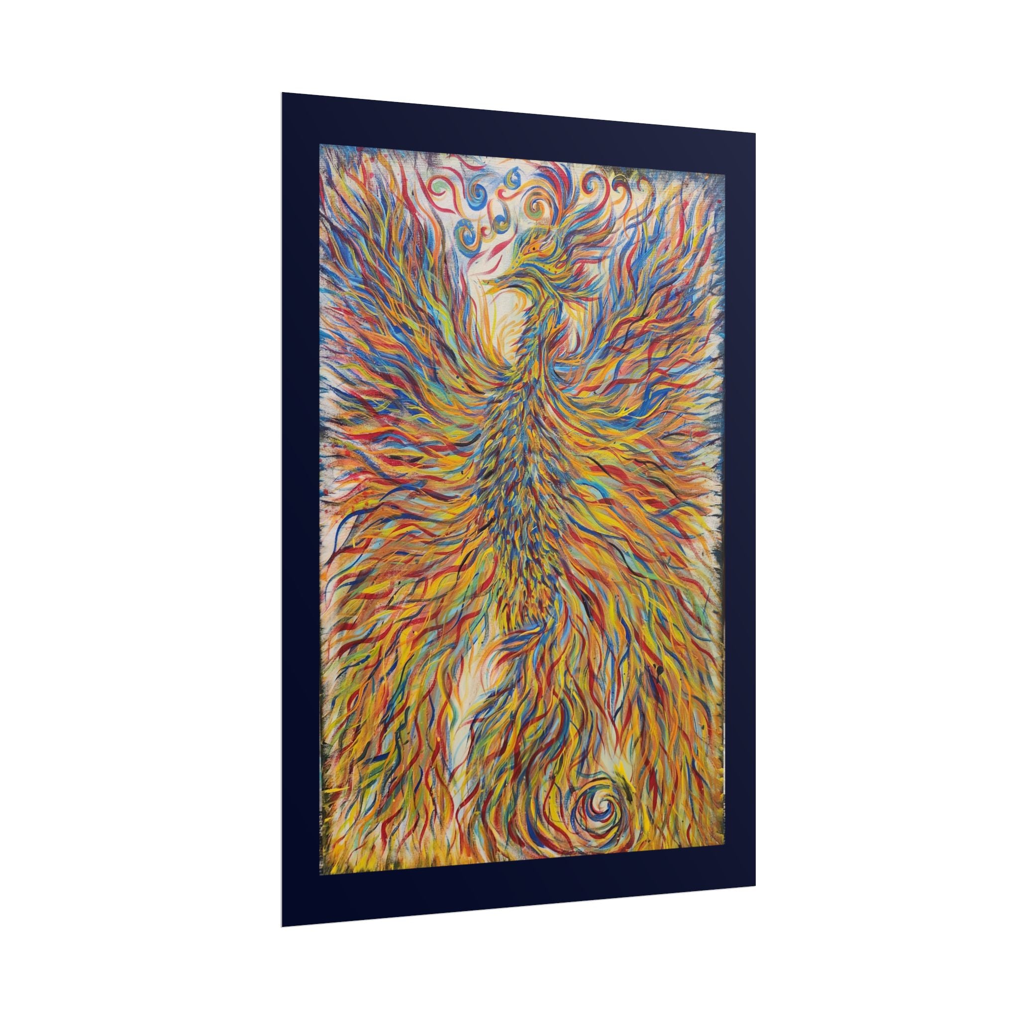 Abstract Phoenix Art Poster — Colorful Whimsical Wall Print